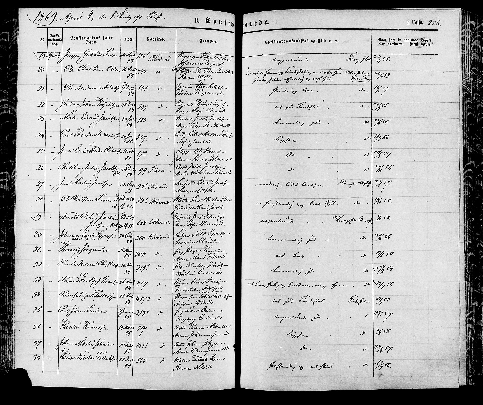 Kristiansand domprosti, AV/SAK-1112-0006/F/Fa/L0015: Ministerialbok nr. A 15, 1867-1880, s. 226