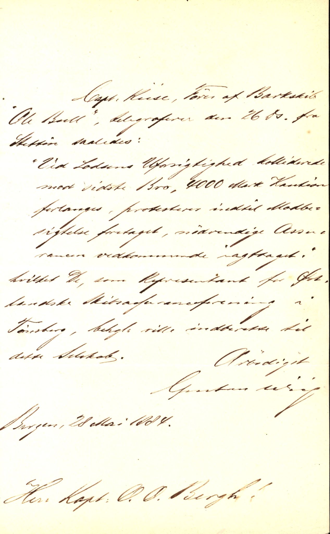 Pa 63 - Østlandske skibsassuranceforening, VEMU/A-1079/G/Ga/L0017/0003: Havaridokumenter / Alma, Aise, Ole Bull, Tellus, Frank, 1884, s. 16