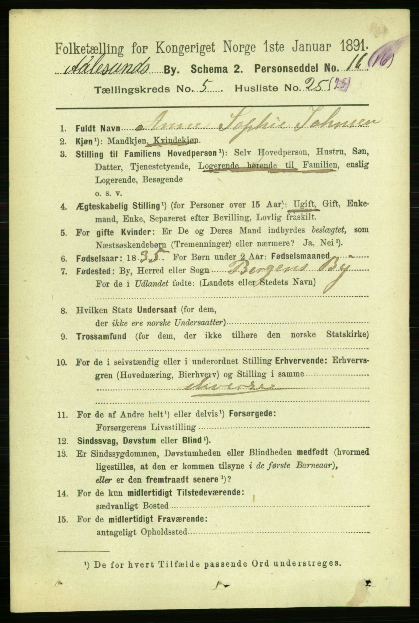 RA, Folketelling 1891 for 1501 Ålesund kjøpstad, 1891, s. 4028
