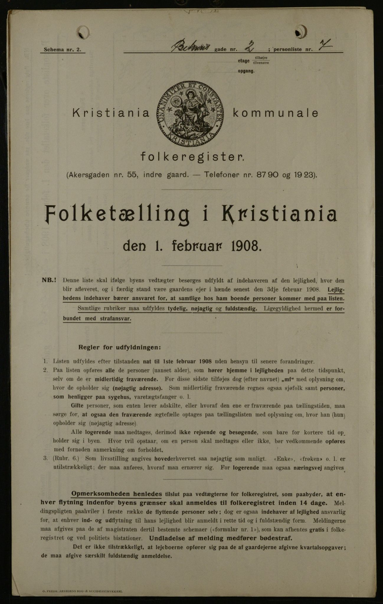 OBA, Kommunal folketelling 1.2.1908 for Kristiania kjøpstad, 1908, s. 3346