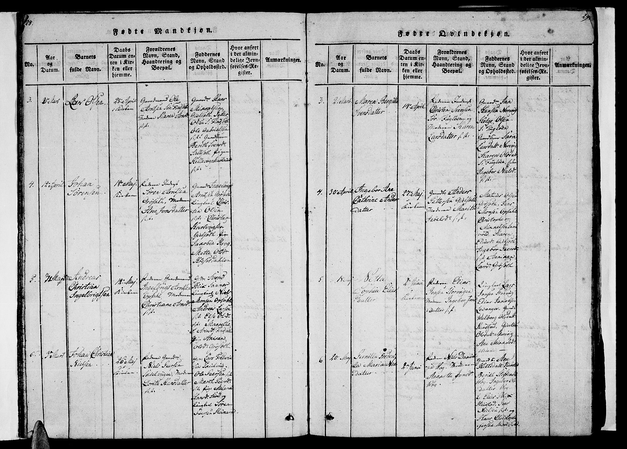 Ministerialprotokoller, klokkerbøker og fødselsregistre - Nordland, AV/SAT-A-1459/805/L0105: Klokkerbok nr. 805C01, 1820-1839, s. 28-29