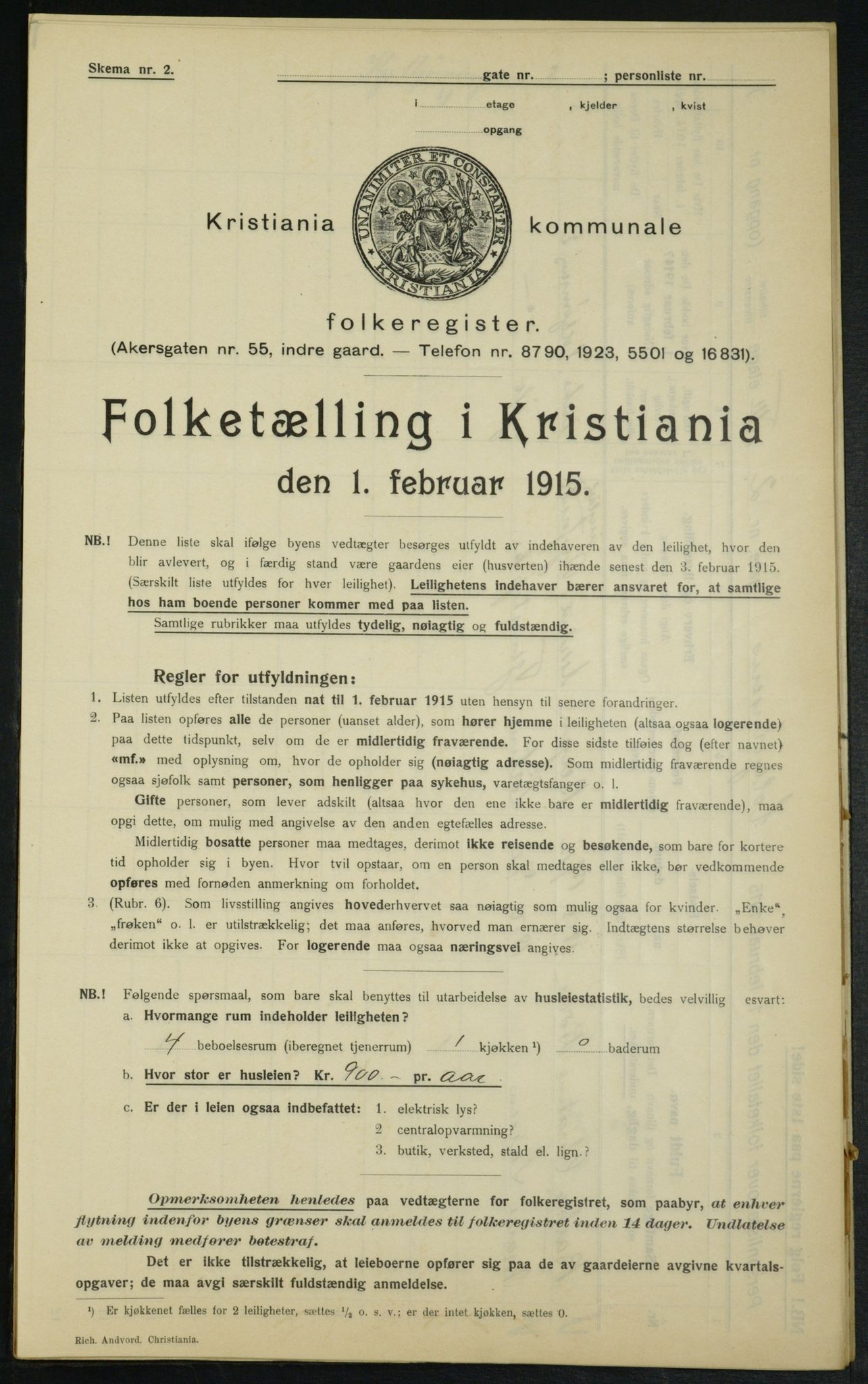 OBA, Kommunal folketelling 1.2.1915 for Kristiania, 1915, s. 12906