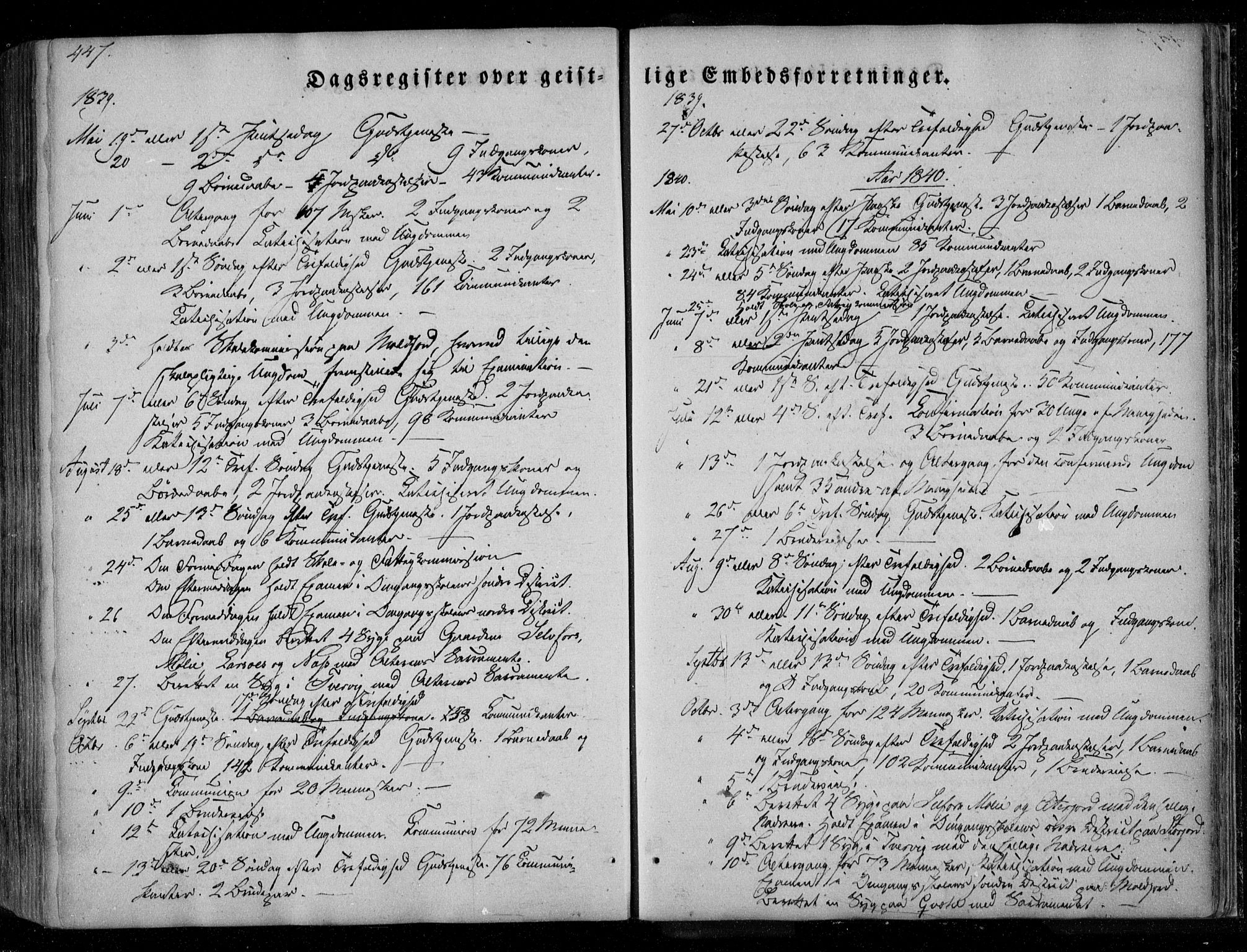 Ministerialprotokoller, klokkerbøker og fødselsregistre - Nordland, AV/SAT-A-1459/846/L0644: Ministerialbok nr. 846A02, 1837-1872, s. 447