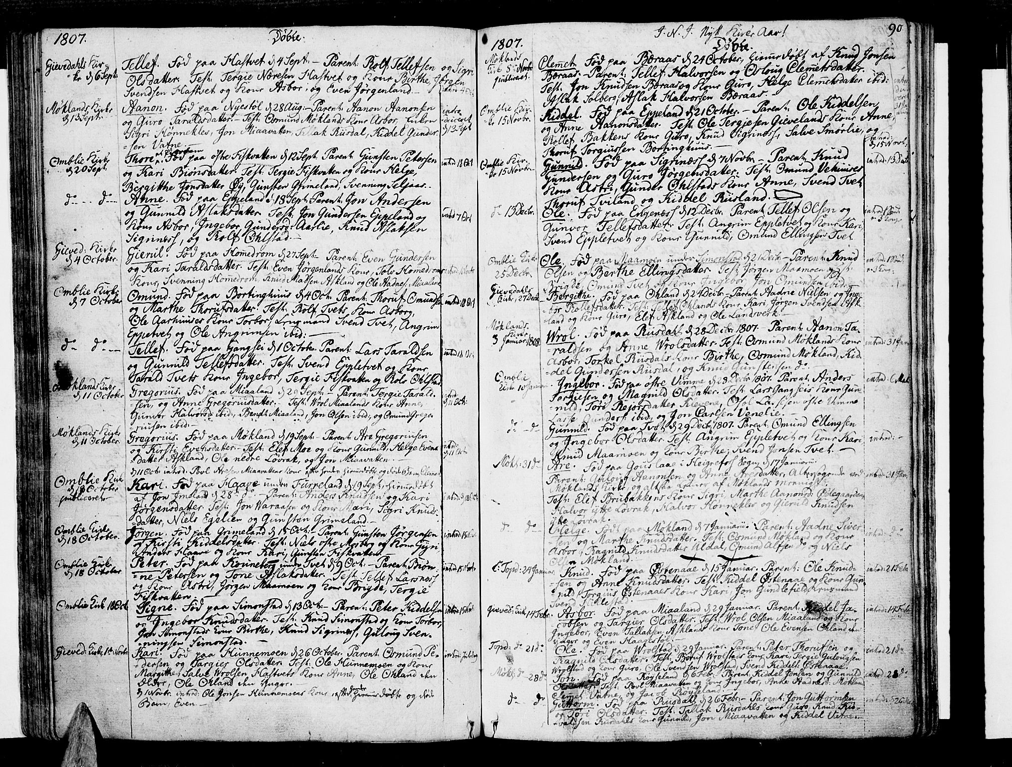 Åmli sokneprestkontor, AV/SAK-1111-0050/F/Fa/Fac/L0005: Ministerialbok nr. A 5, 1796-1816, s. 90