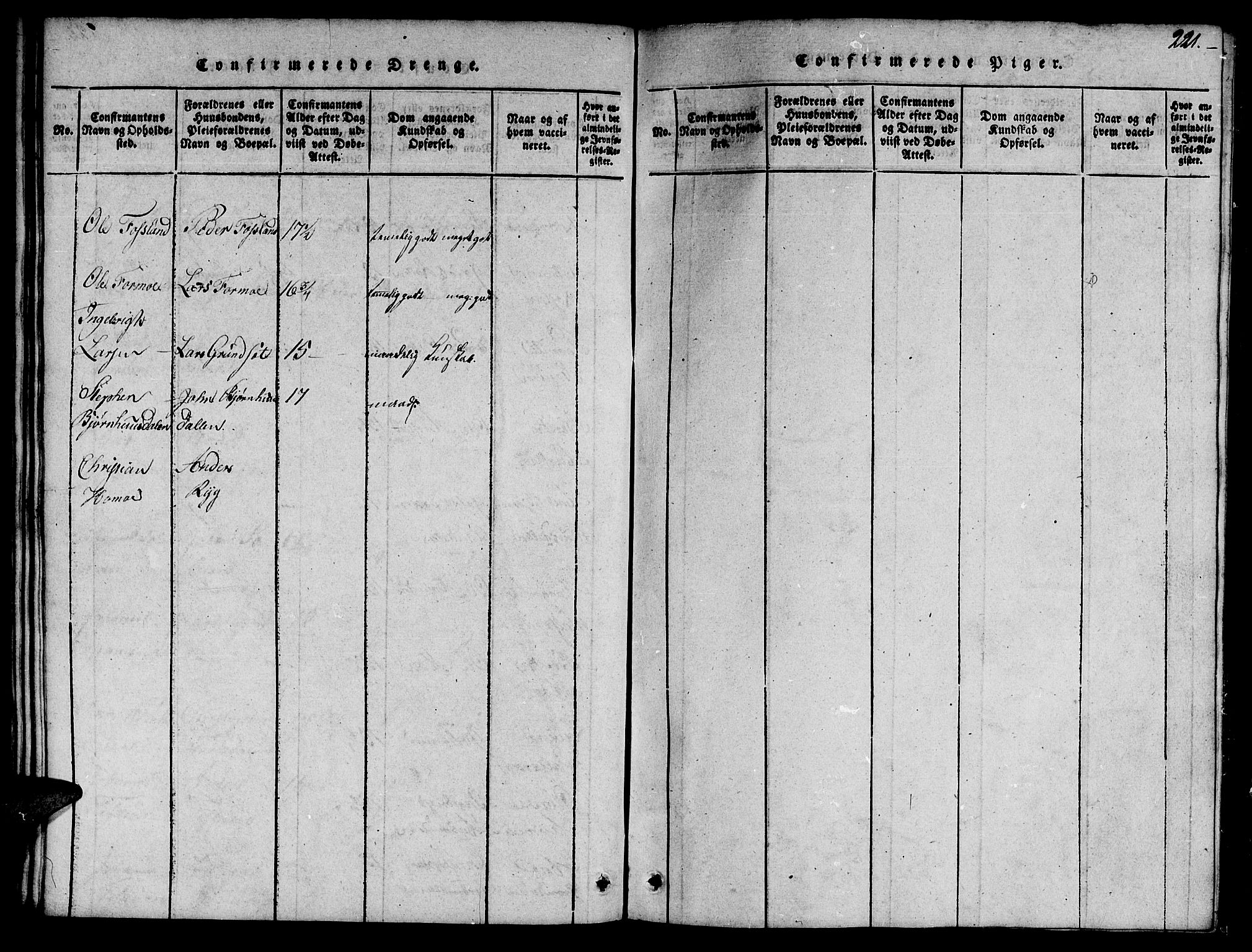 Ministerialprotokoller, klokkerbøker og fødselsregistre - Nord-Trøndelag, SAT/A-1458/758/L0521: Klokkerbok nr. 758C01, 1816-1825, s. 221