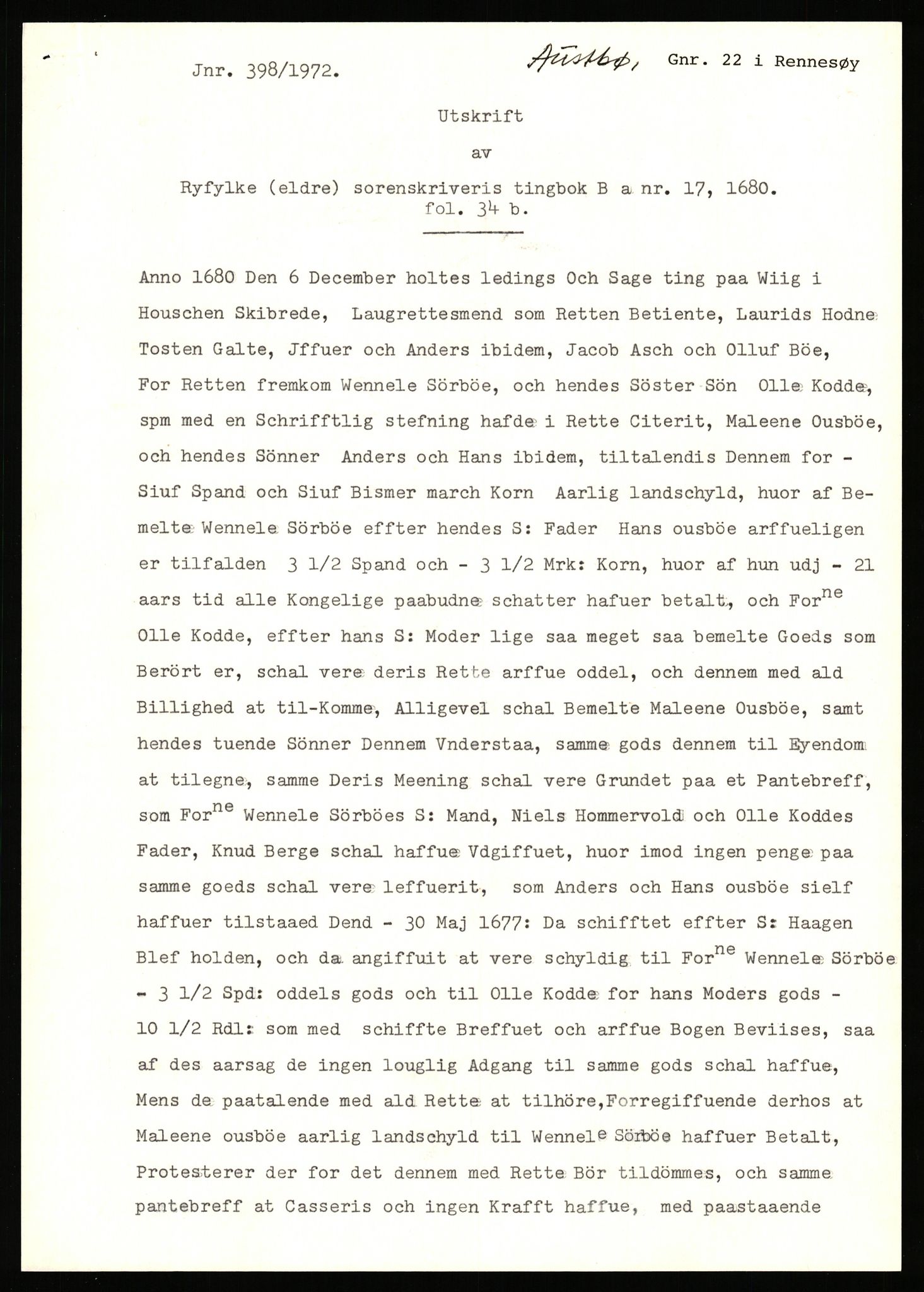 Statsarkivet i Stavanger, SAST/A-101971/03/Y/Yj/L0004: Avskrifter sortert etter gårdsnavn: Augland - Austneberg, 1750-1930, s. 618