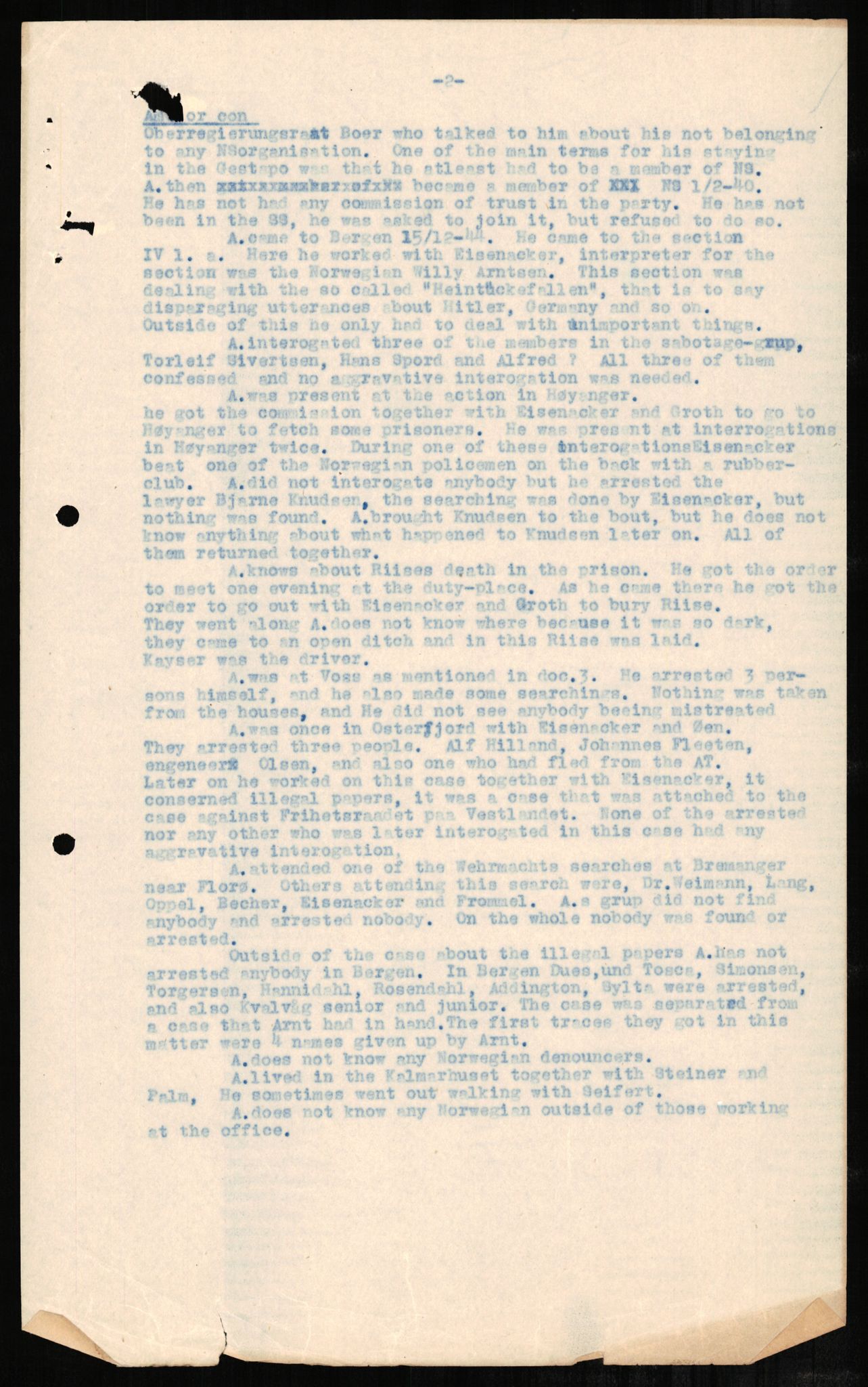 Forsvaret, Forsvarets overkommando II, AV/RA-RAFA-3915/D/Db/L0001: CI Questionaires. Tyske okkupasjonsstyrker i Norge. Tyskere., 1945-1946, s. 200