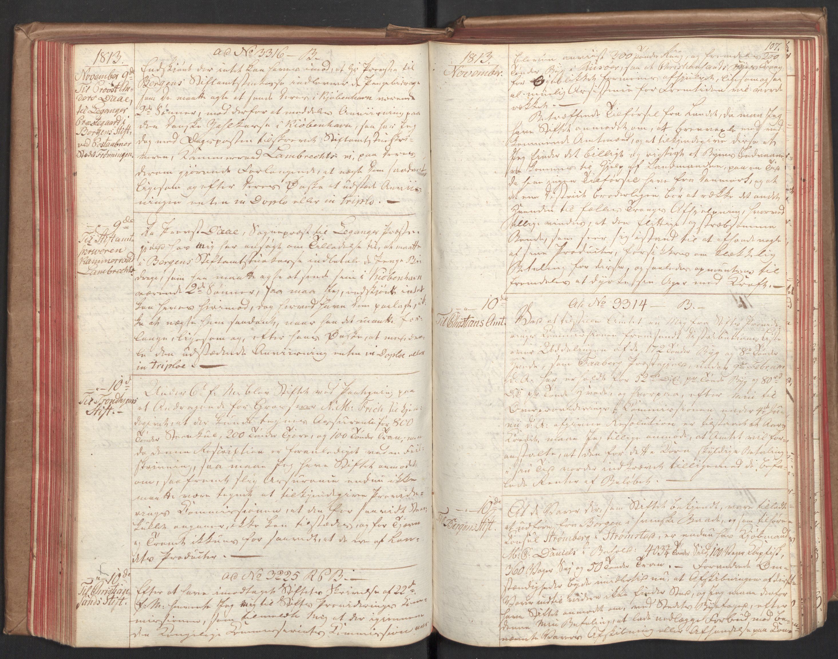 Stattholderembetet 1810-1814, 2. kontor (Kontor B), AV/RA-EA-5432/Bc/L0003: Korrespondanseprotokoll, 1813-1814, s. 106b-107a