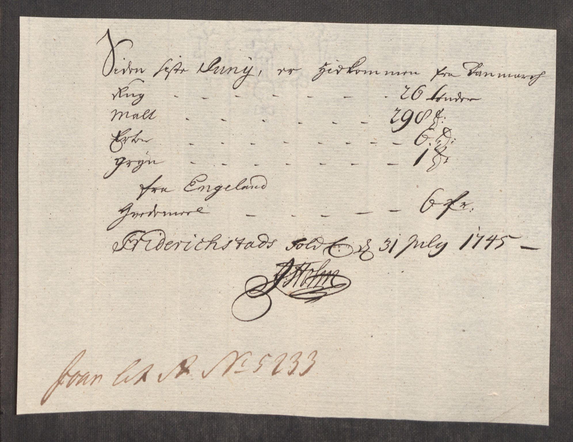 Rentekammeret inntil 1814, Realistisk ordnet avdeling, AV/RA-EA-4070/Oe/L0003: [Ø1]: Priskuranter, 1745-1748, s. 23
