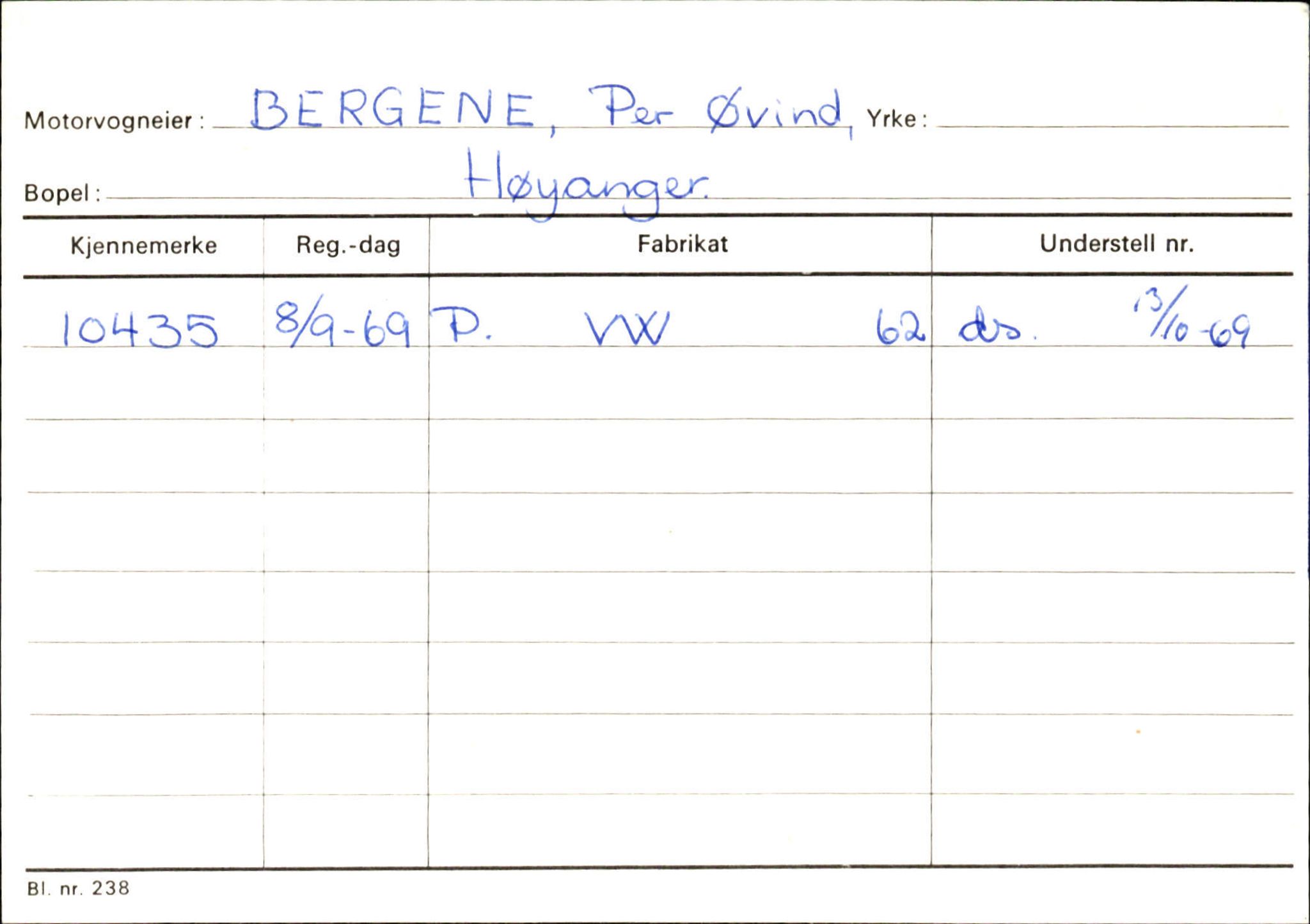 Statens vegvesen, Sogn og Fjordane vegkontor, SAB/A-5301/4/F/L0130: Eigarregister Eid T-Å. Høyanger A-O, 1945-1975, s. 581