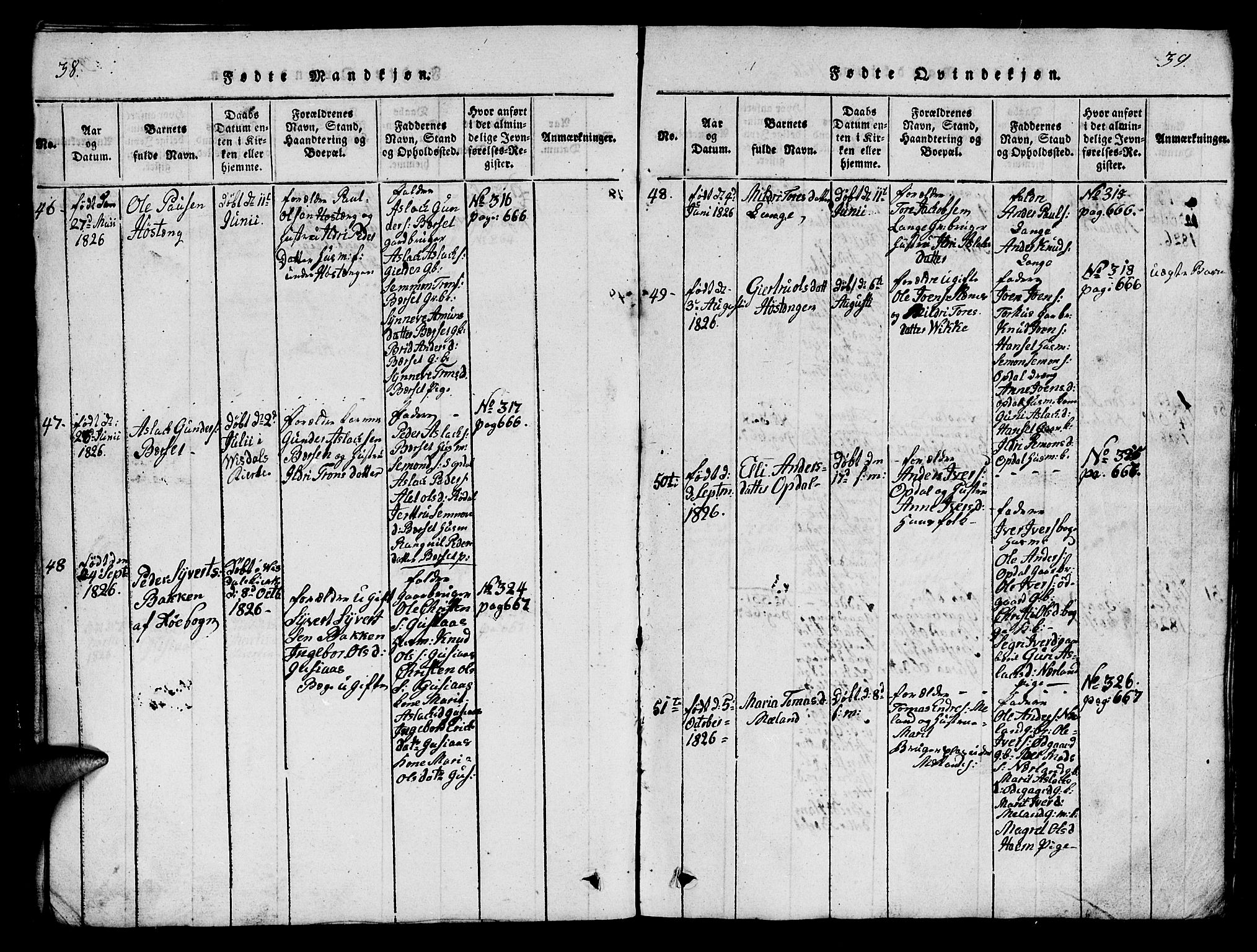 Ministerialprotokoller, klokkerbøker og fødselsregistre - Møre og Romsdal, SAT/A-1454/554/L0644: Klokkerbok nr. 554C01, 1818-1851, s. 38-39