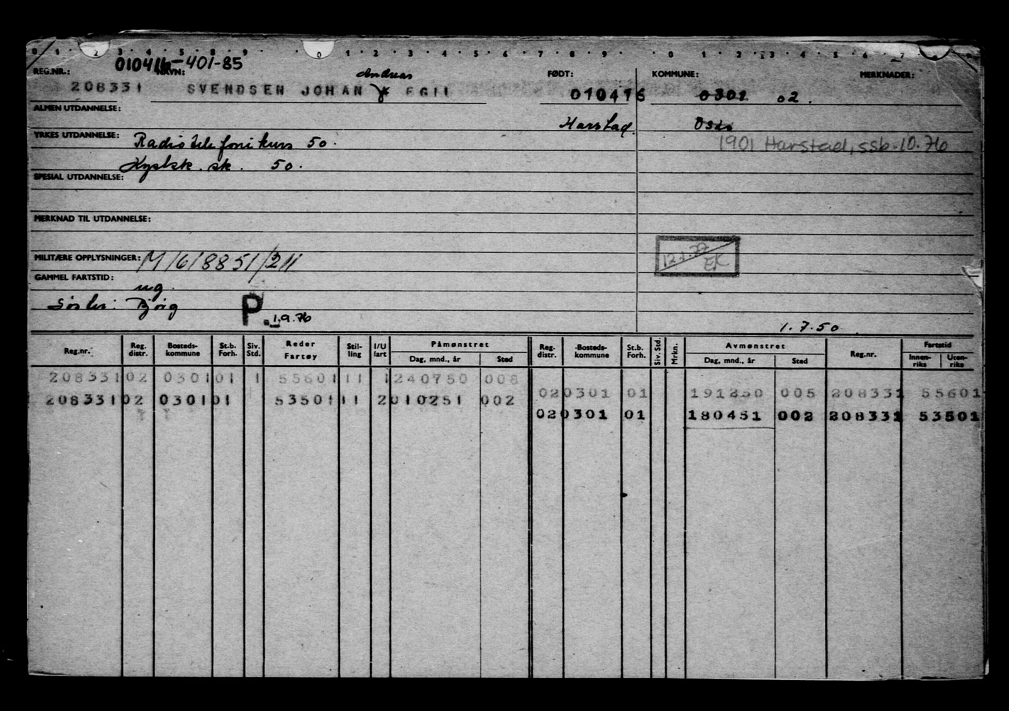 Direktoratet for sjømenn, AV/RA-S-3545/G/Gb/L0138: Hovedkort, 1916, s. 16