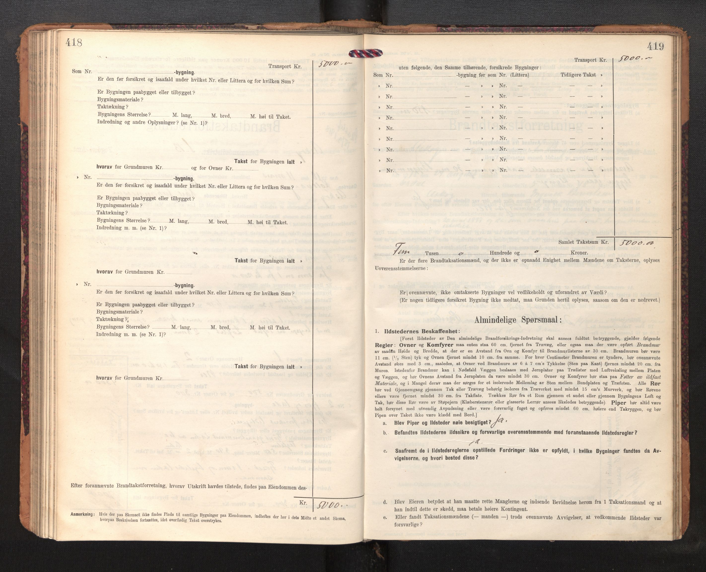 Lensmannen i Askøy, AV/SAB-A-31001/0012/L0007: Branntakstprotokoll, skjematakst, 1910-1919, s. 418-419