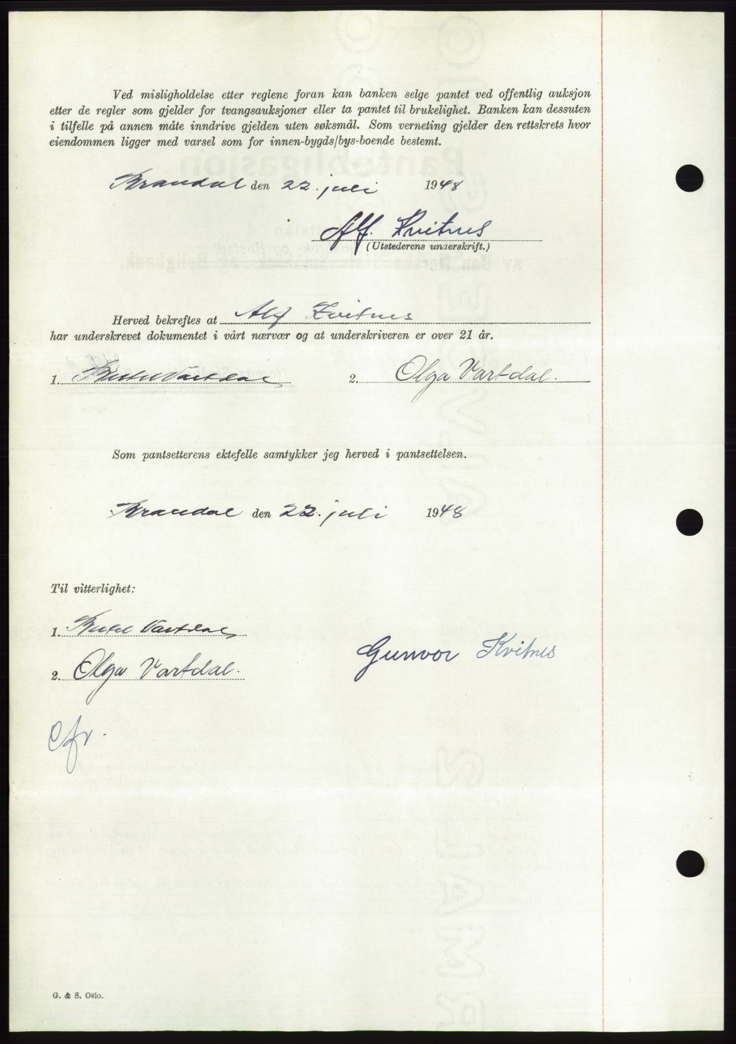 Søre Sunnmøre sorenskriveri, AV/SAT-A-4122/1/2/2C/L0116: Pantebok nr. 4B, 1948-1949, Dagboknr: 996/1948