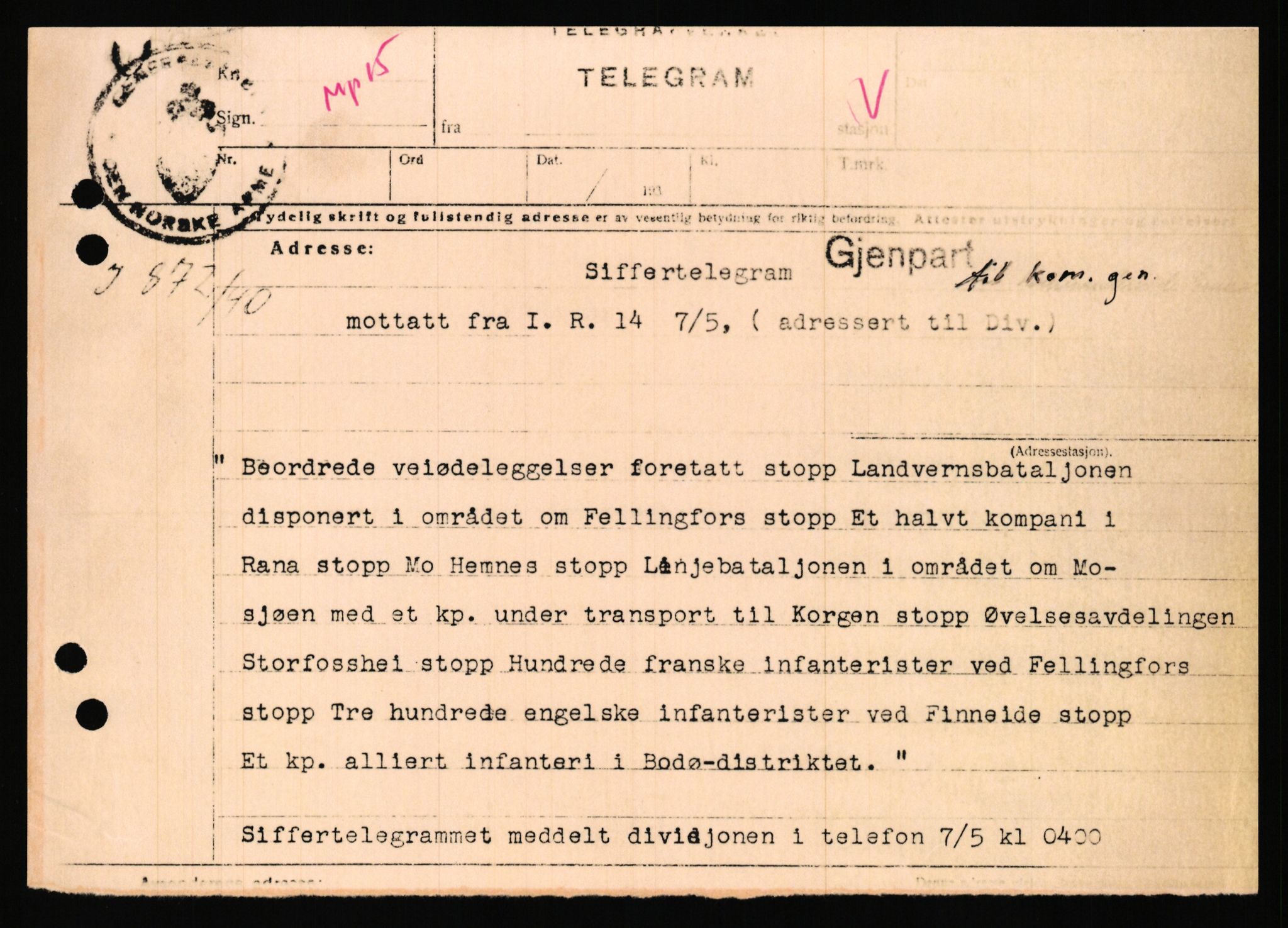 Forsvaret, Forsvarets krigshistoriske avdeling, AV/RA-RAFA-2017/Y/Ya/L0031: II-C-11-51 - Hærens overkommando, 1940, s. 537