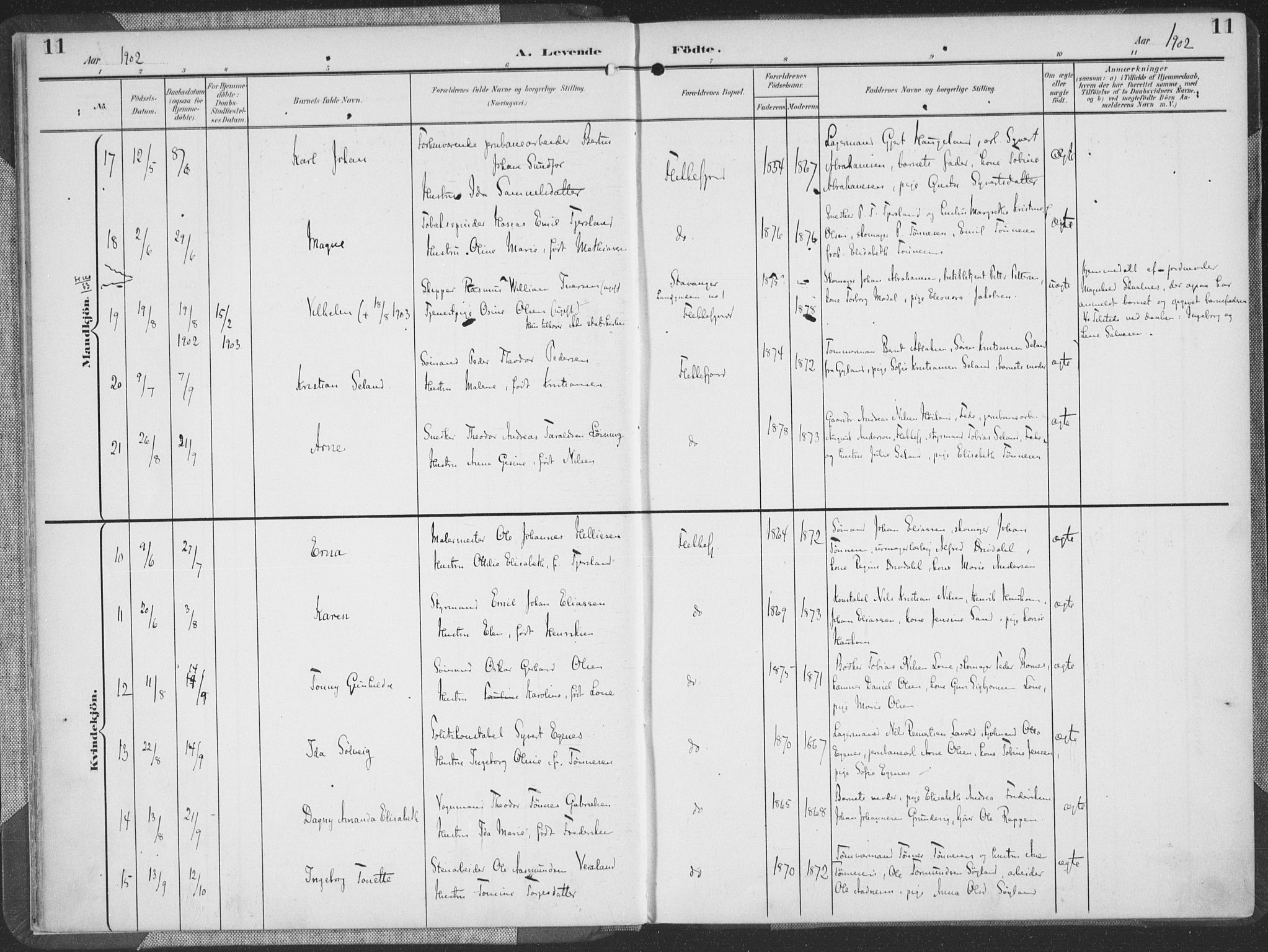 Flekkefjord sokneprestkontor, AV/SAK-1111-0012/F/Fa/Faa/L0002: Ministerialbok nr. A 2, 1900-1912, s. 11