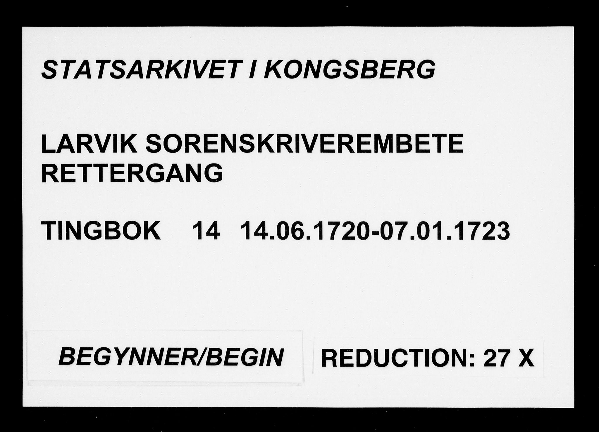 Larvik sorenskriveri, AV/SAKO-A-83/F/Fa/L0014: Tingbok, 1720-1723