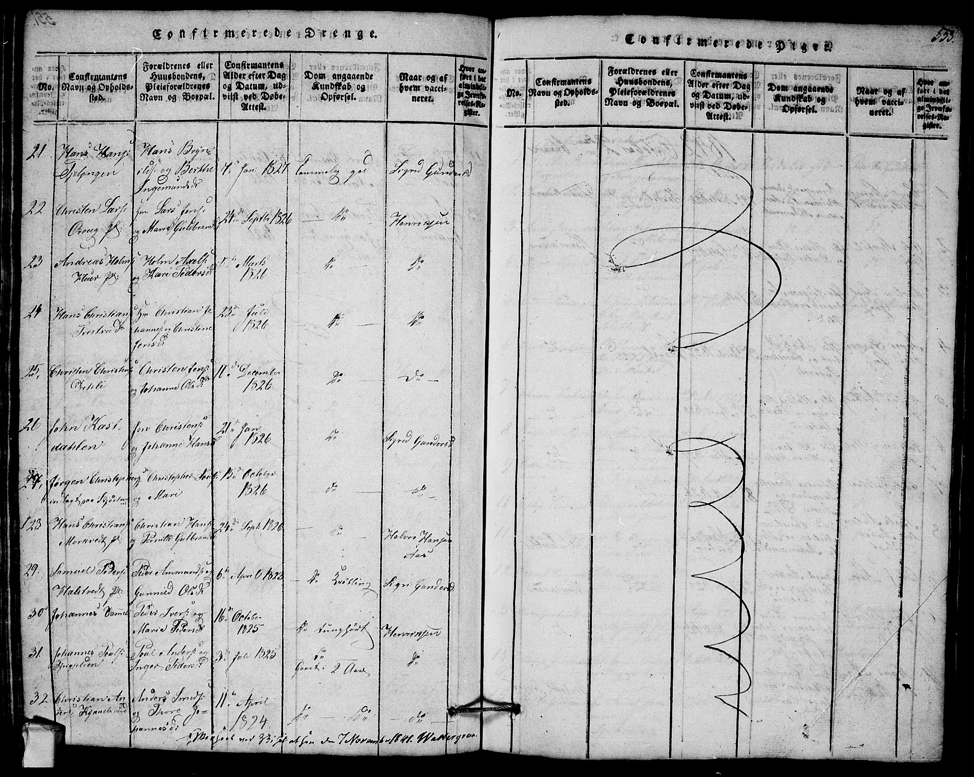 Askim prestekontor Kirkebøker, AV/SAO-A-10900/G/Ga/L0001: Klokkerbok nr. 1, 1817-1846, s. 552-553