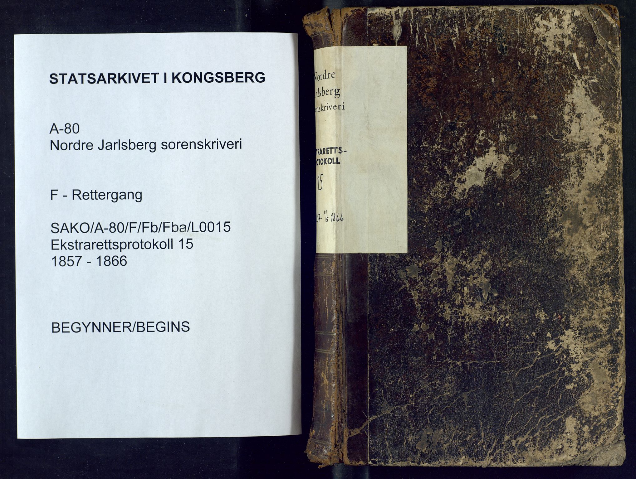 Nordre Jarlsberg sorenskriveri, AV/SAKO-A-80/F/Fb/Fba/L0015: Ekstrarettsprotokoll, 1857-1866