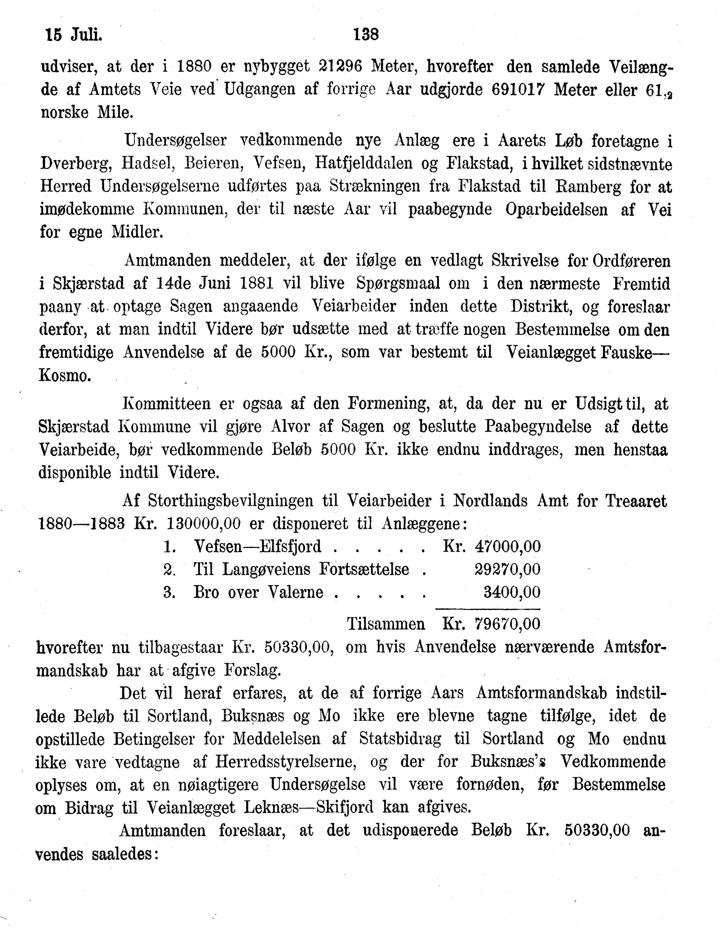 Nordland Fylkeskommune. Fylkestinget, AIN/NFK-17/176/A/Ac/L0014: Fylkestingsforhandlinger 1881-1885, 1881-1885