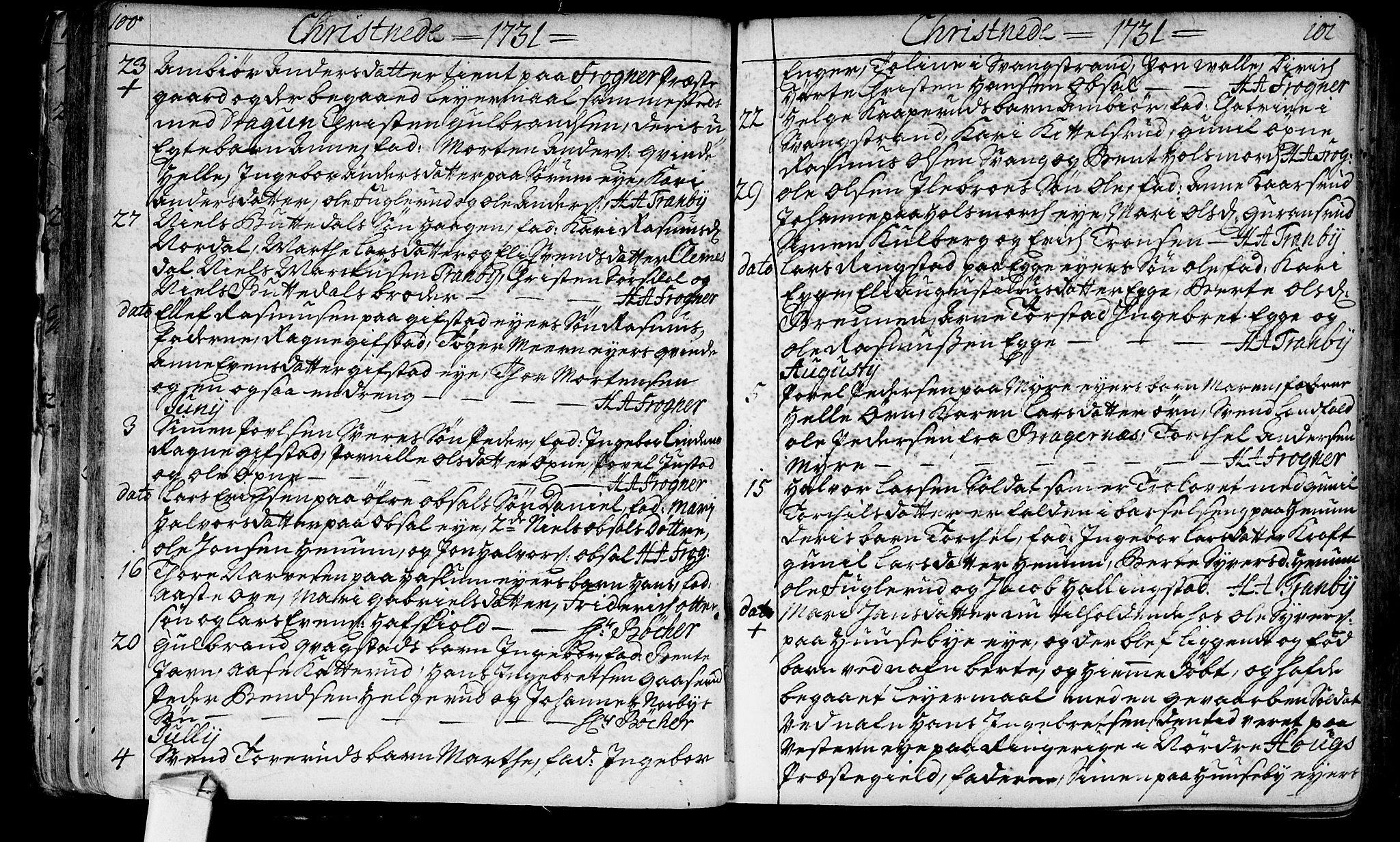 Lier kirkebøker, AV/SAKO-A-230/F/Fa/L0003: Ministerialbok nr. I 3, 1727-1748, s. 100-101