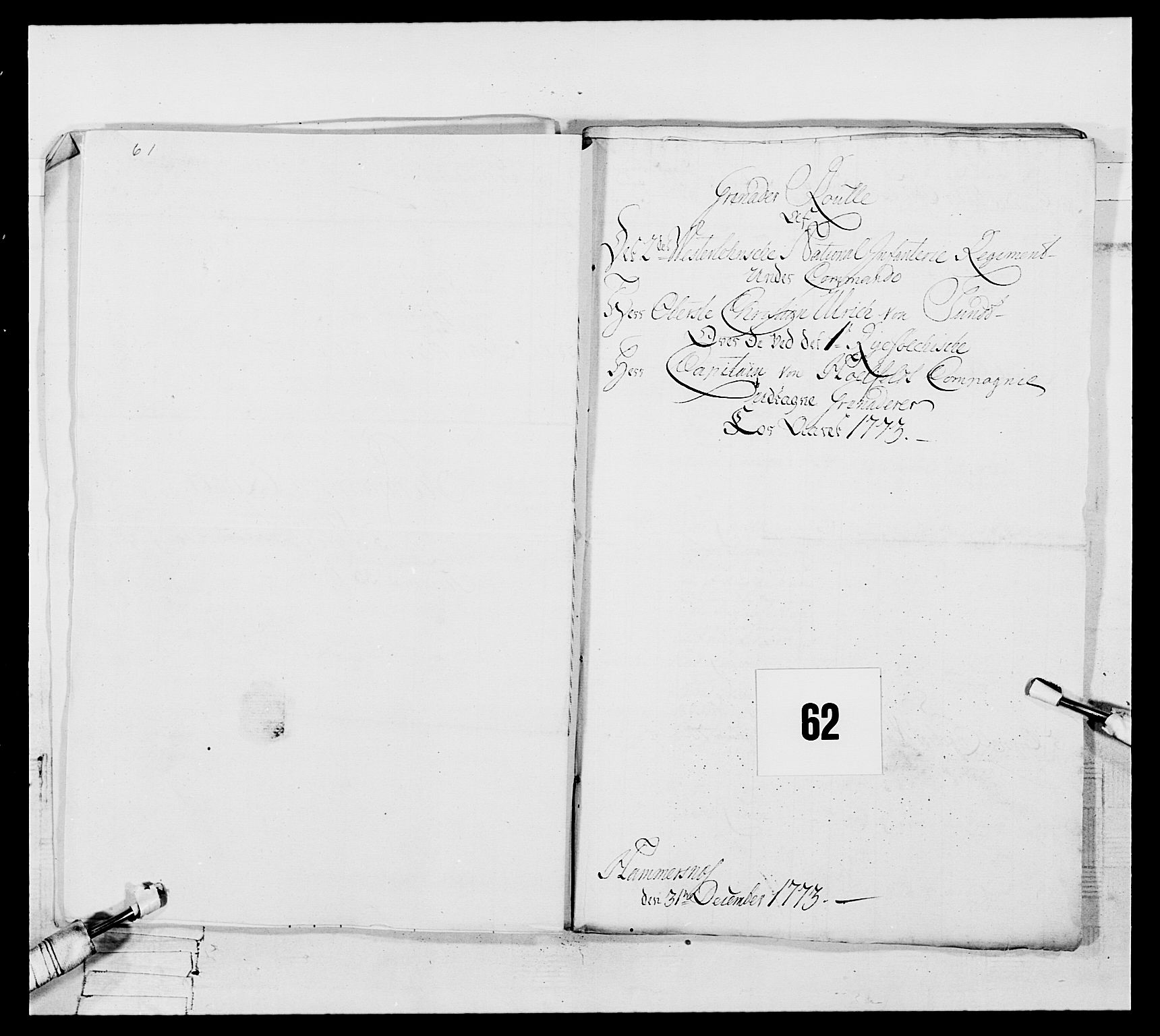 Generalitets- og kommissariatskollegiet, Det kongelige norske kommissariatskollegium, AV/RA-EA-5420/E/Eh/L0105: 2. Vesterlenske nasjonale infanteriregiment, 1766-1773, s. 346