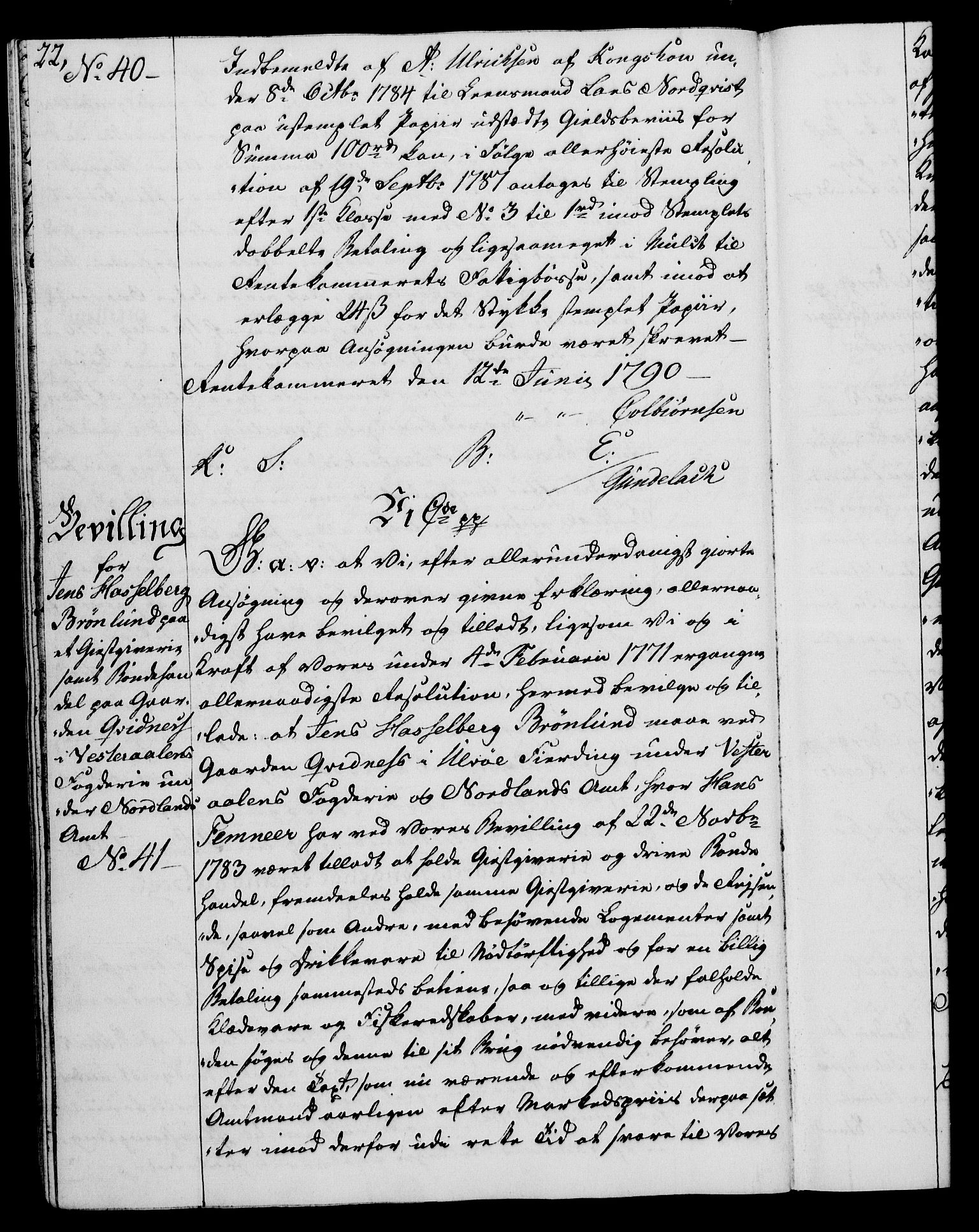 Rentekammeret, Kammerkanselliet, RA/EA-3111/G/Gg/Gga/L0015: Norsk ekspedisjonsprotokoll med register (merket RK 53.15), 1790-1791, s. 22