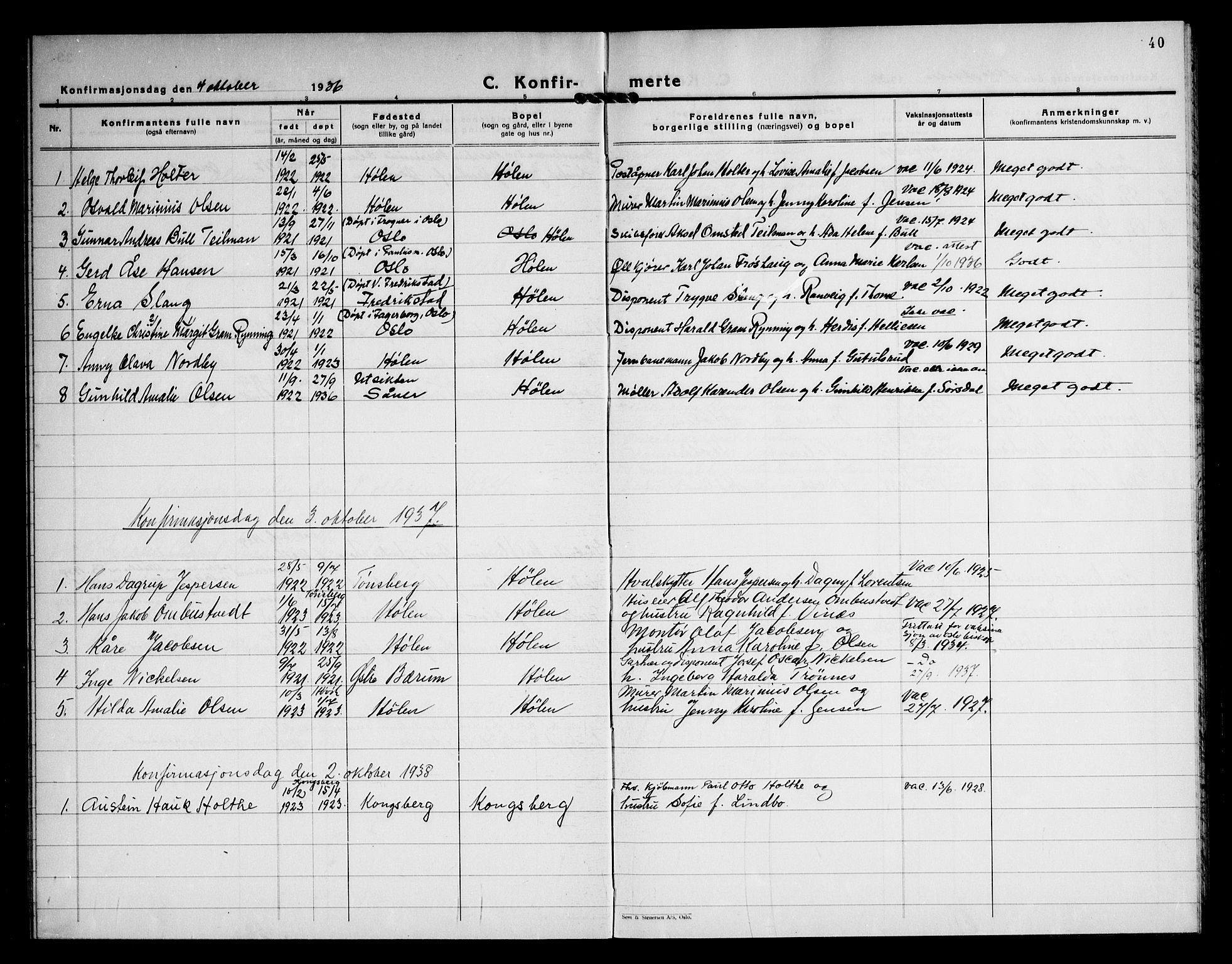 Vestby prestekontor Kirkebøker, AV/SAO-A-10893/F/Fe/L0002: Ministerialbok nr. V 2, 1932-1946, s. 40