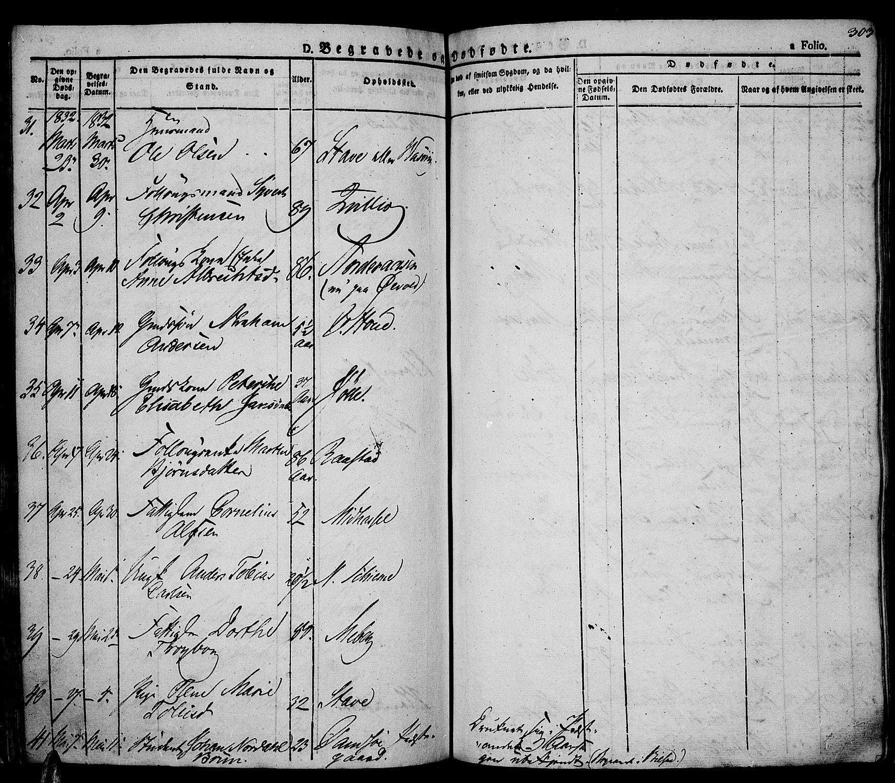 Lista sokneprestkontor, AV/SAK-1111-0027/F/Fa/L0008: Ministerialbok nr. A 8, 1823-1835, s. 303