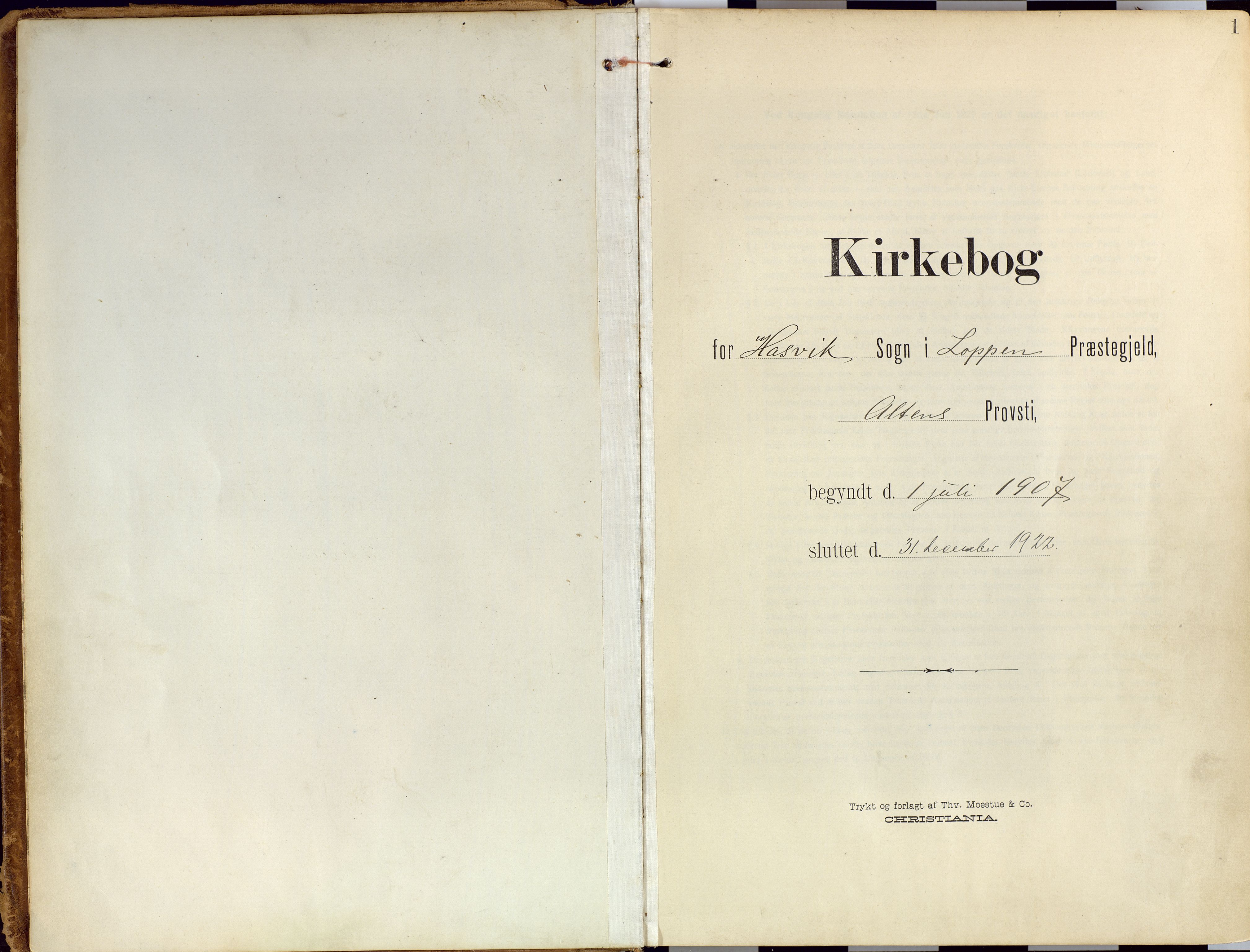 Loppa sokneprestkontor, SATØ/S-1339/H/Ha/L0010kirke: Ministerialbok nr. 10, 1907-1922