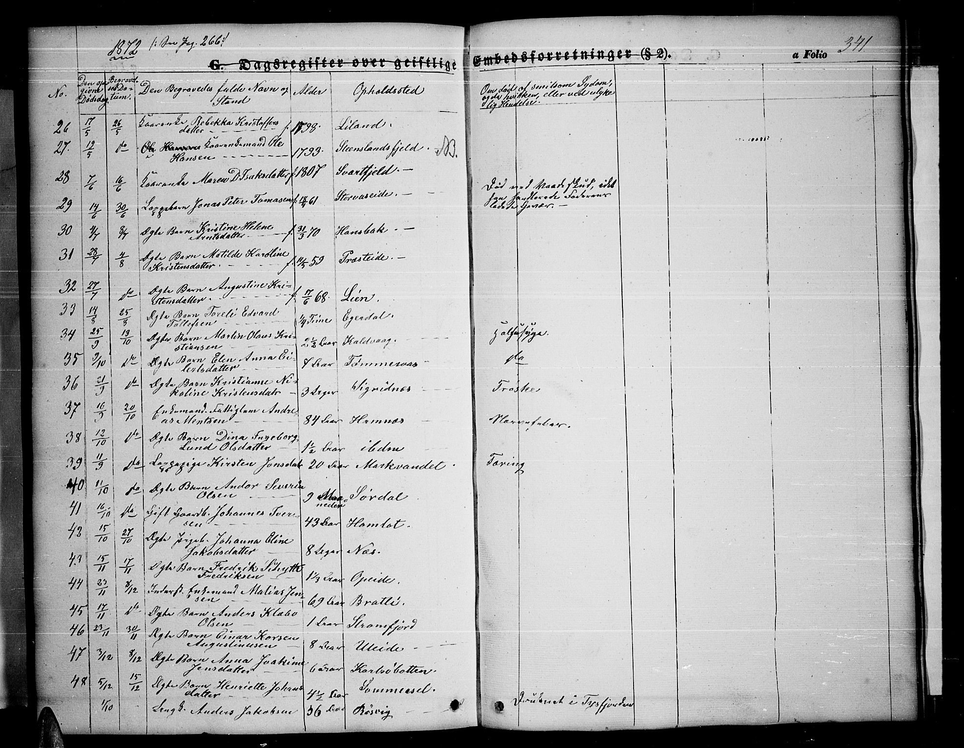 Ministerialprotokoller, klokkerbøker og fødselsregistre - Nordland, AV/SAT-A-1459/859/L0857: Klokkerbok nr. 859C03, 1854-1873, s. 341