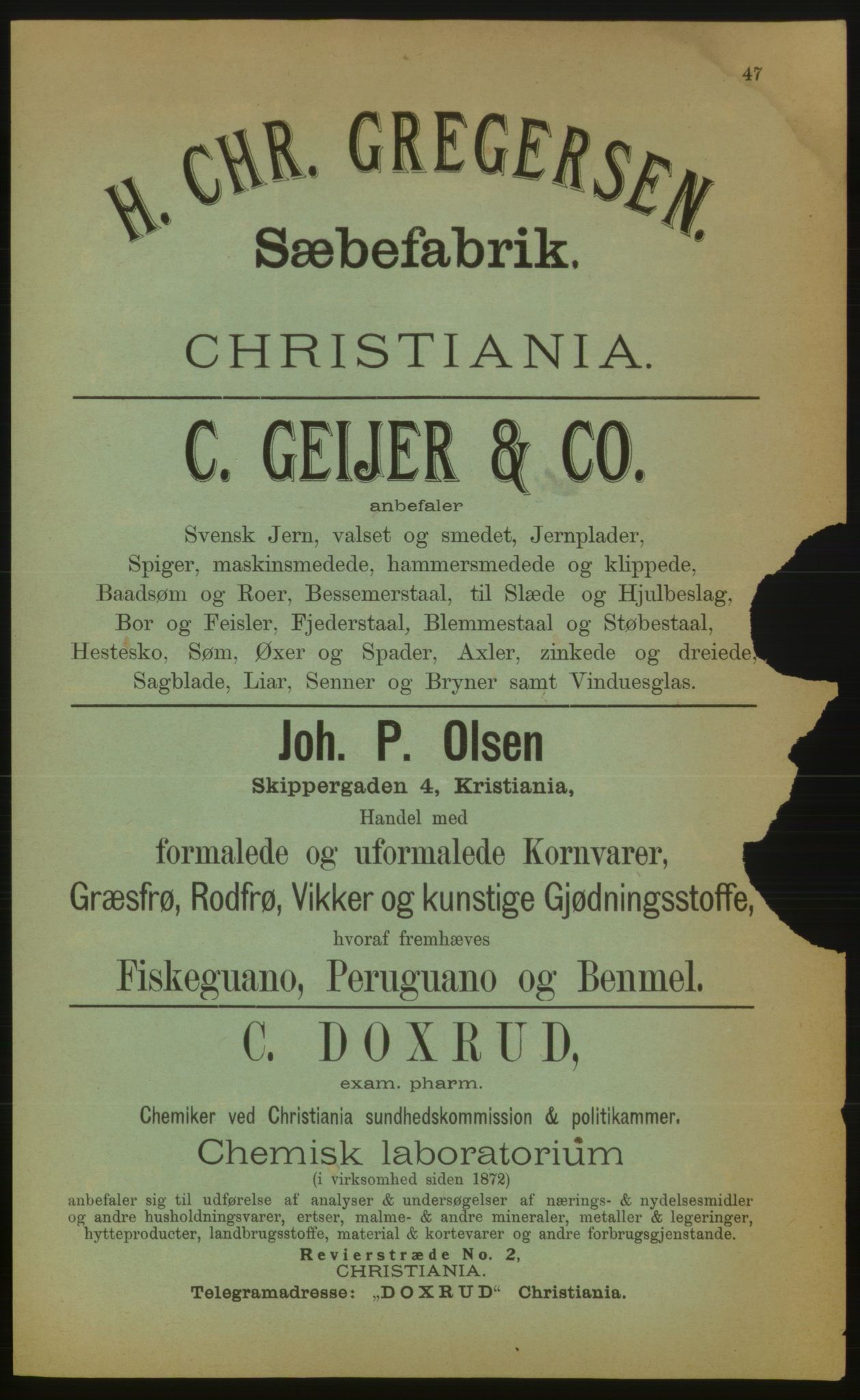Kristiania/Oslo adressebok, PUBL/-, 1883, s. 47
