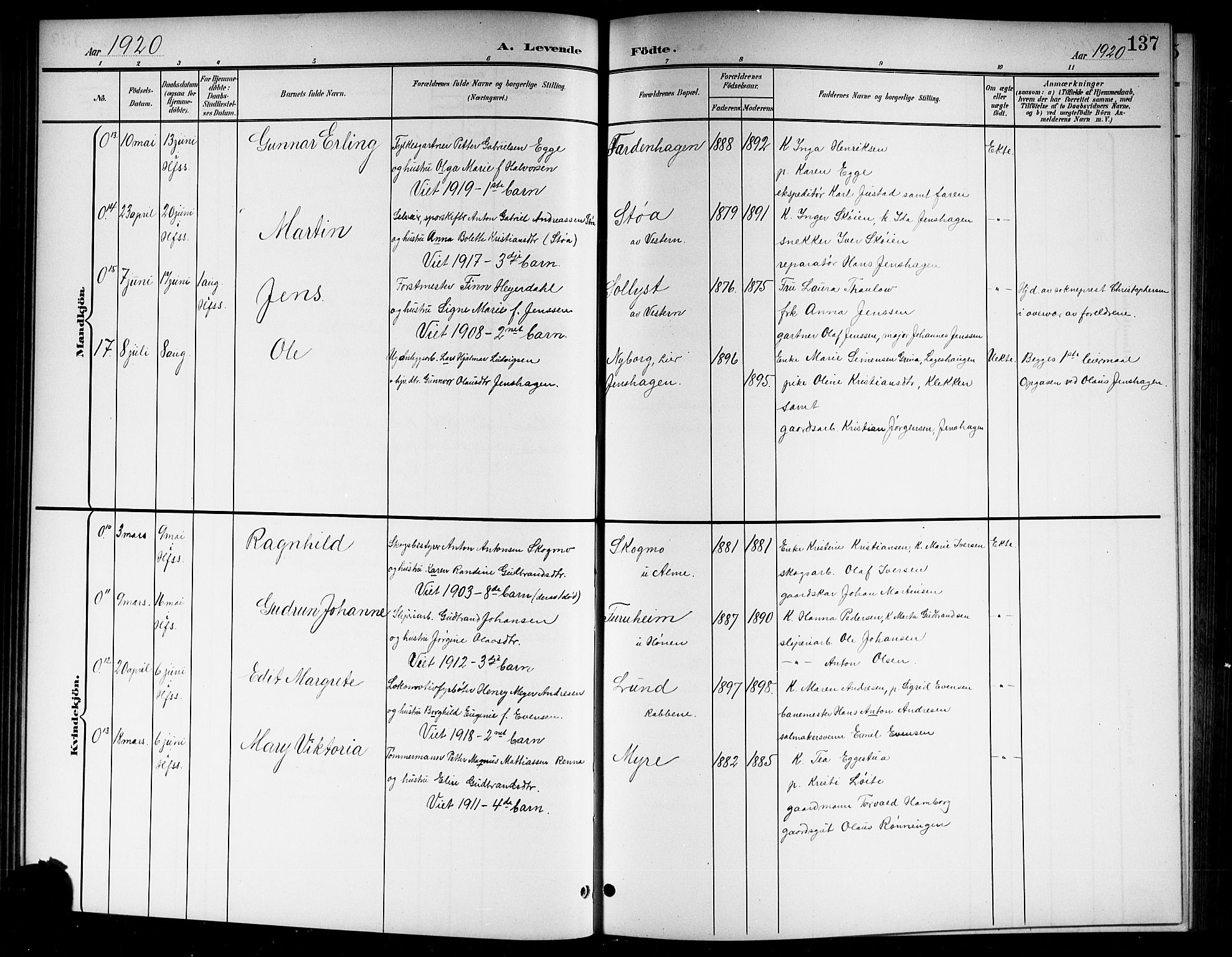 Norderhov kirkebøker, AV/SAKO-A-237/G/Gb/L0002: Klokkerbok nr. II 2, 1891-1921, s. 137