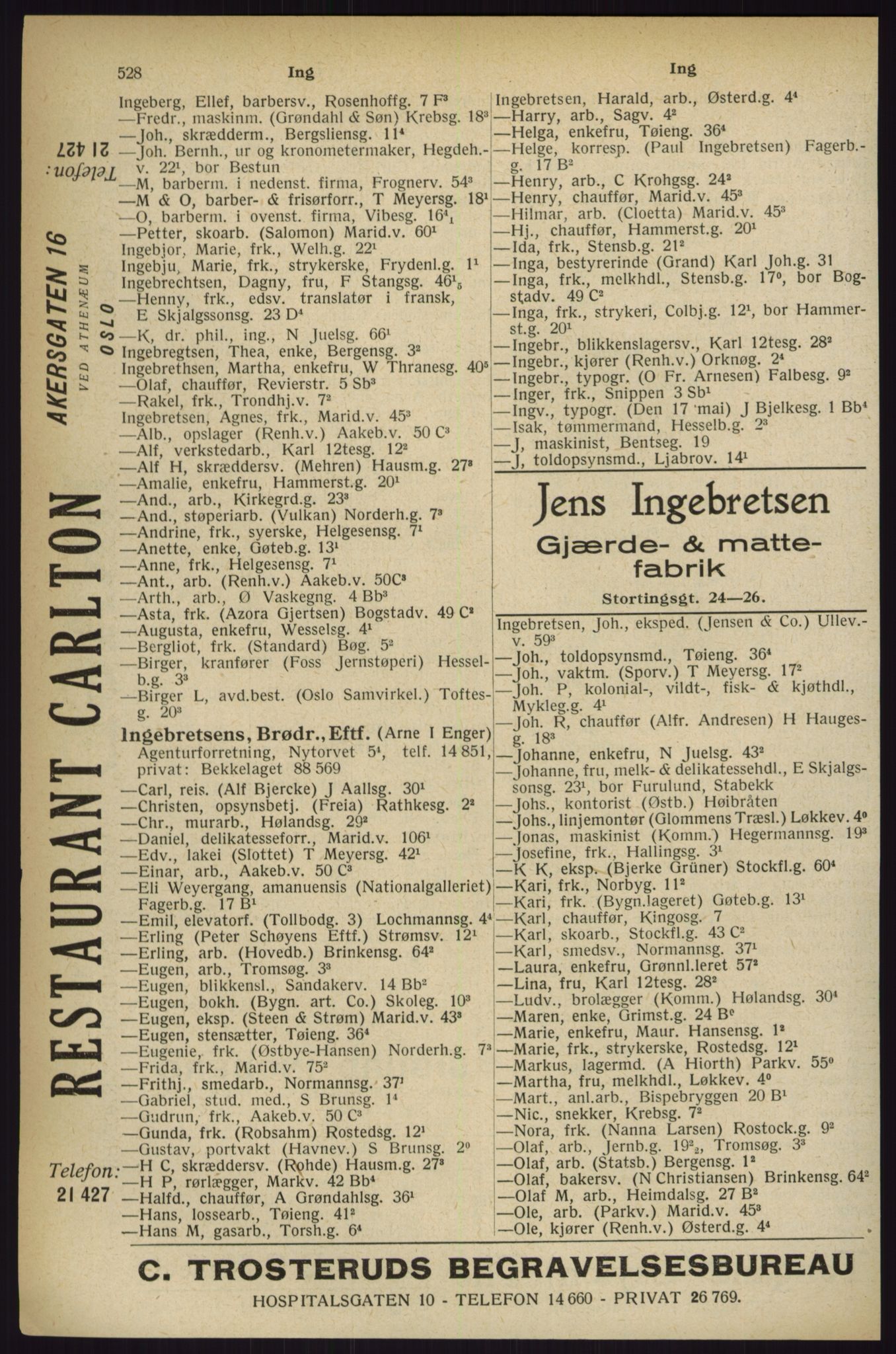 Kristiania/Oslo adressebok, PUBL/-, 1927, s. 528