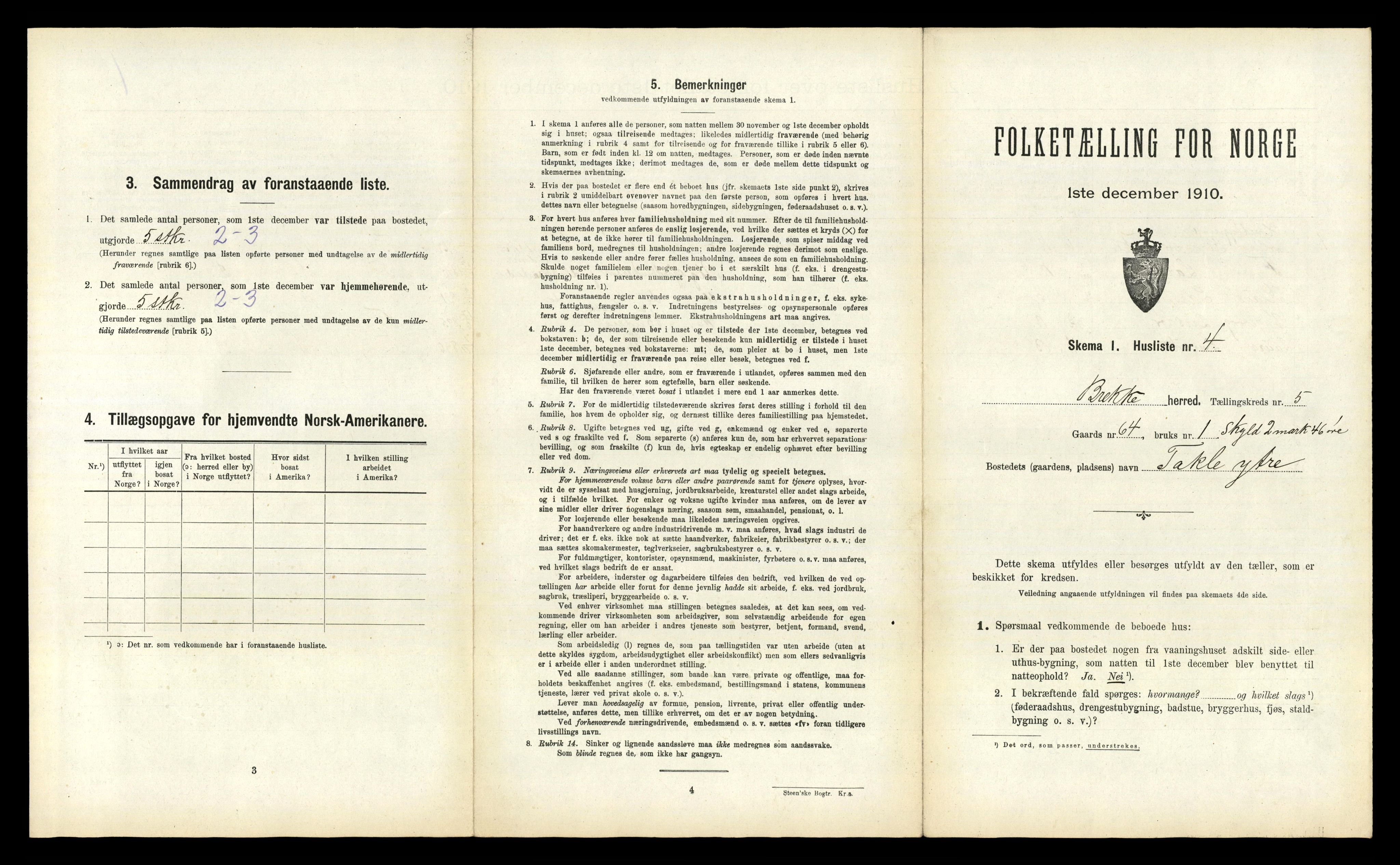 RA, Folketelling 1910 for 1414 Brekke herred, 1910, s. 227