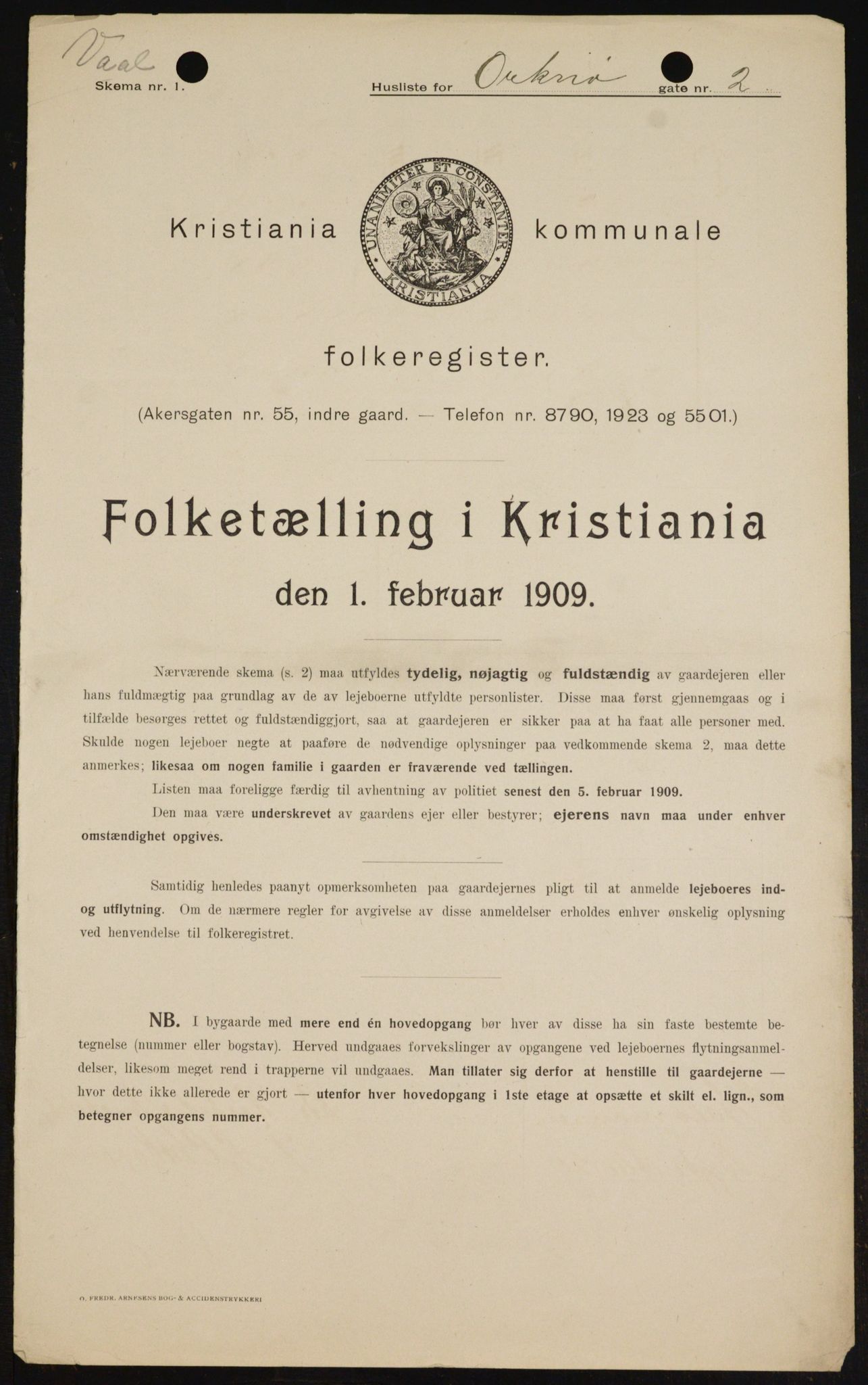 OBA, Kommunal folketelling 1.2.1909 for Kristiania kjøpstad, 1909, s. 68699