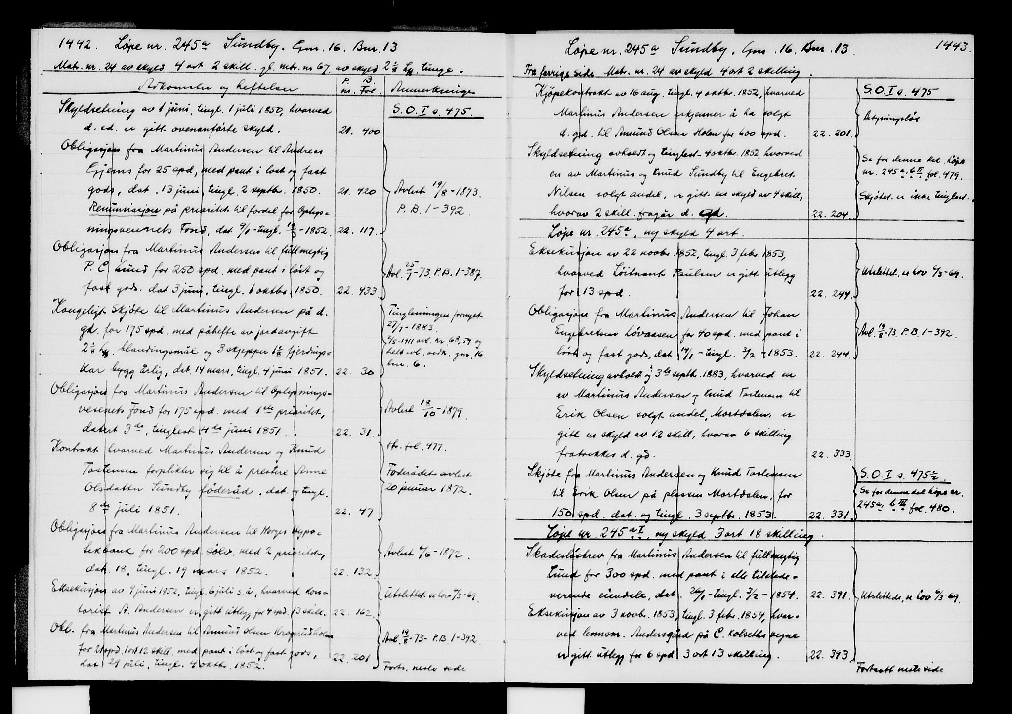 Vinger og Odal sorenskriveri, SAH/TING-022/H/Ha/Hab/Haba/L0003: Panteregister nr. 2.1C, 1855-1929, s. 1442-1443