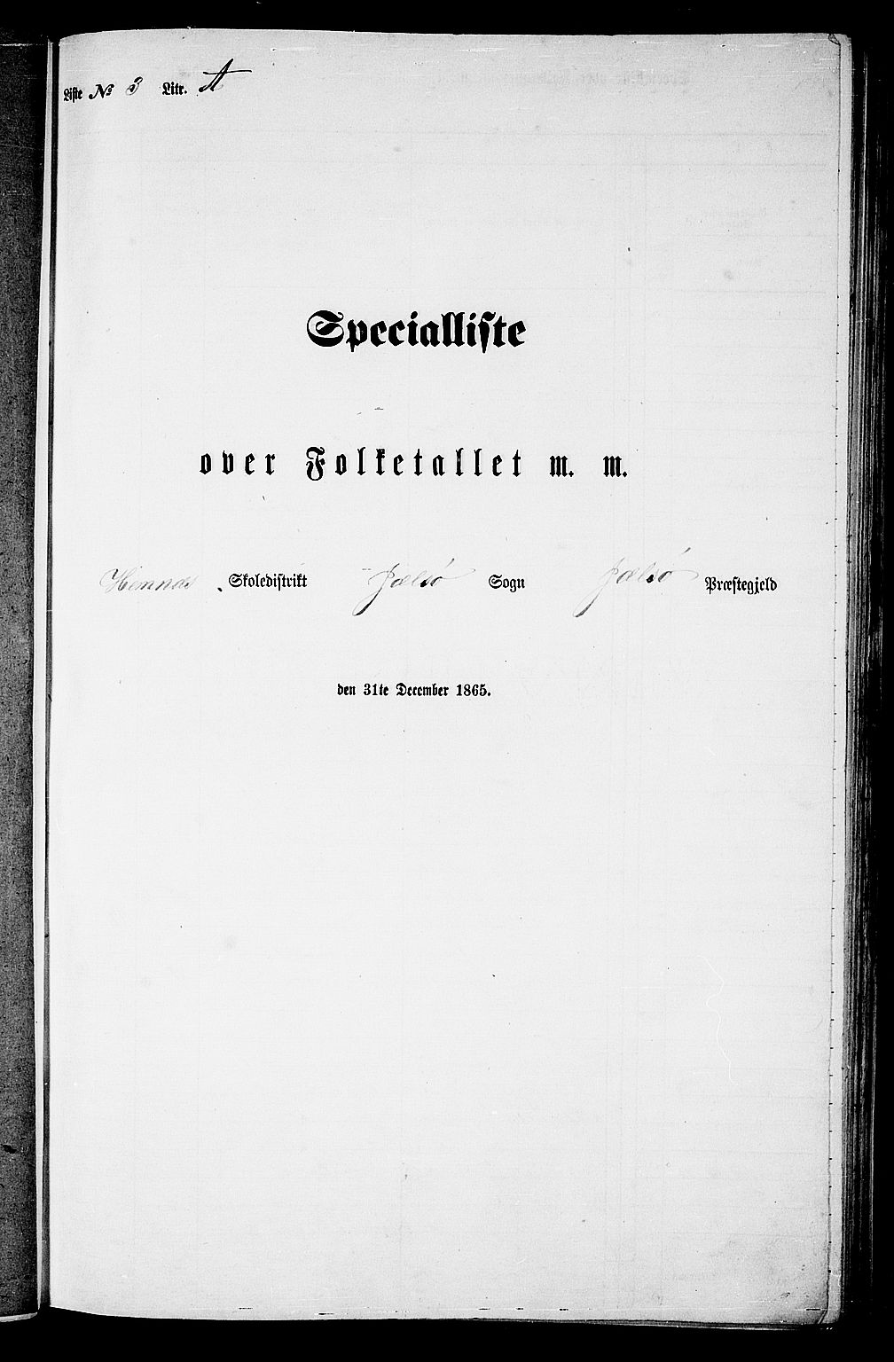RA, Folketelling 1865 for 1138P Jelsa prestegjeld, 1865, s. 43