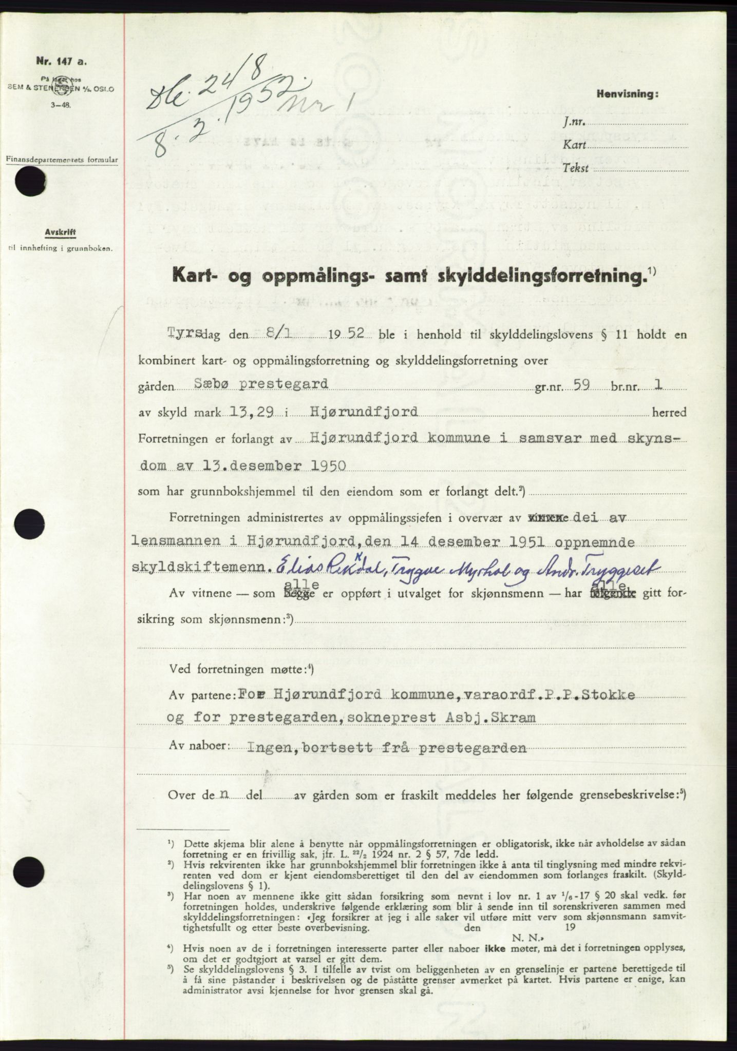Søre Sunnmøre sorenskriveri, SAT/A-4122/1/2/2C/L0091: Pantebok nr. 17A, 1951-1952, Dagboknr: 248/1952