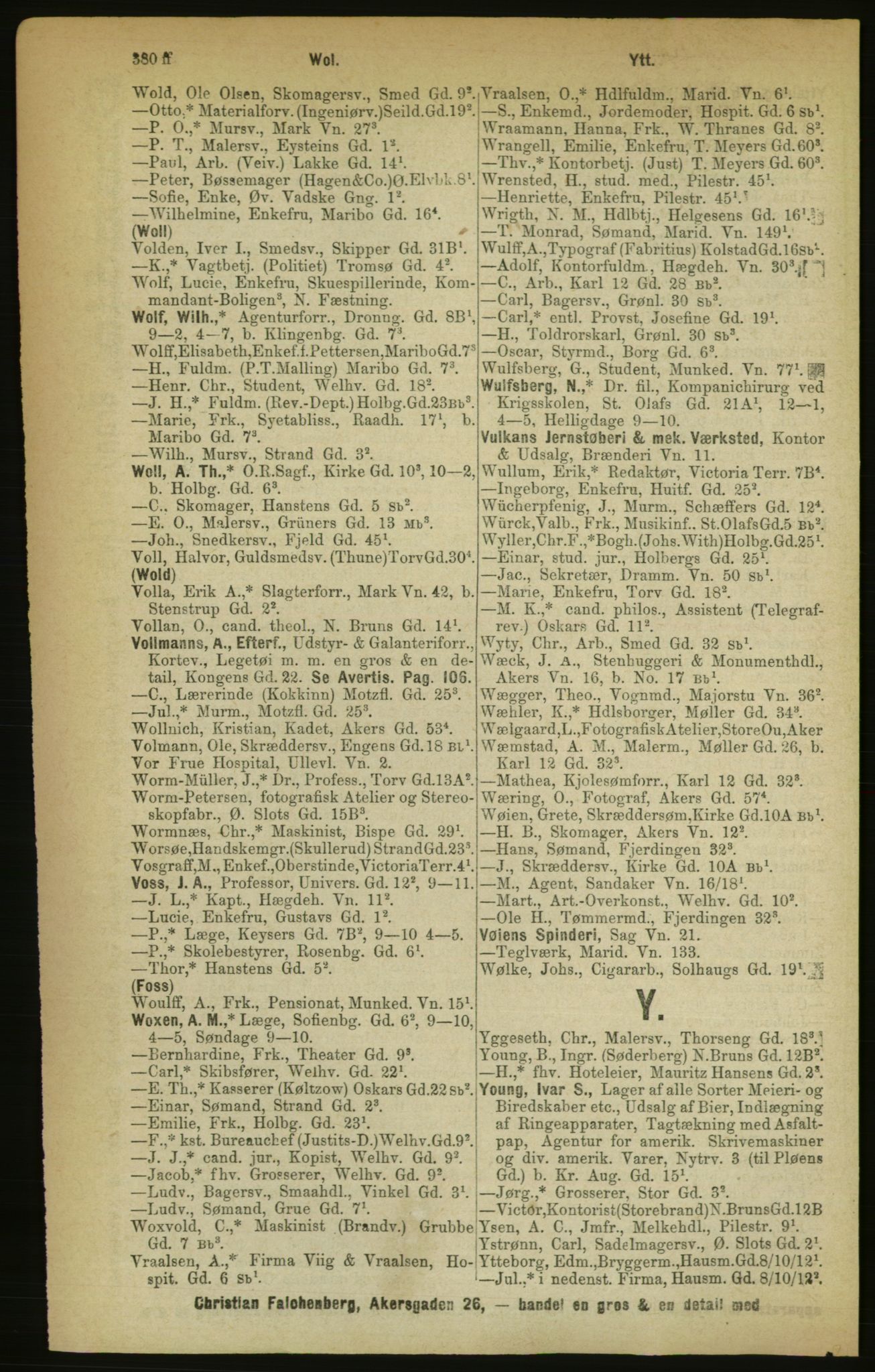 Kristiania/Oslo adressebok, PUBL/-, 1888, s. 380ff