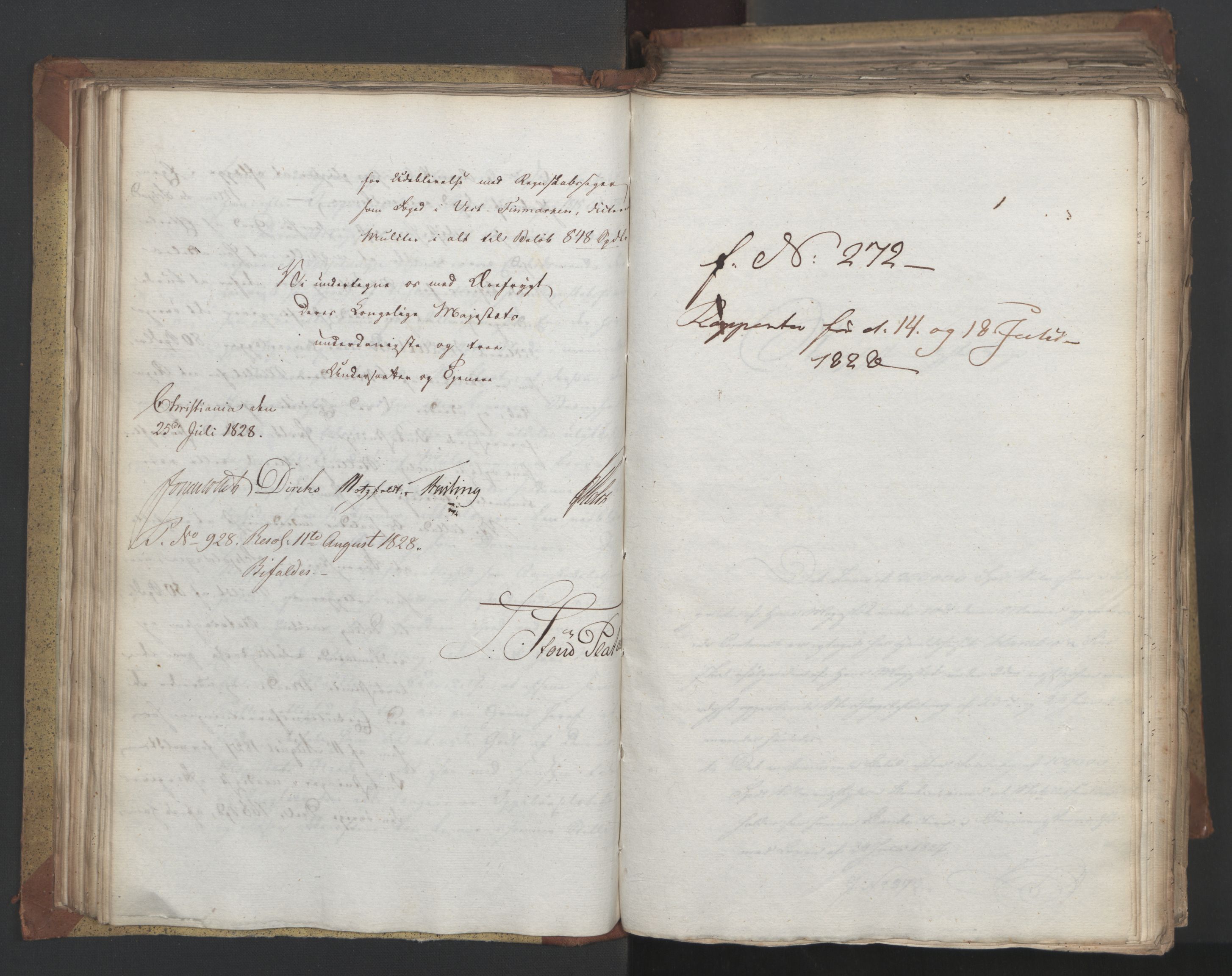 Statsrådsavdelingen i Stockholm, AV/RA-S-1003/D/Da/L0055: Regjeringsinnstillinger nr. 231-435, 1828, s. 98