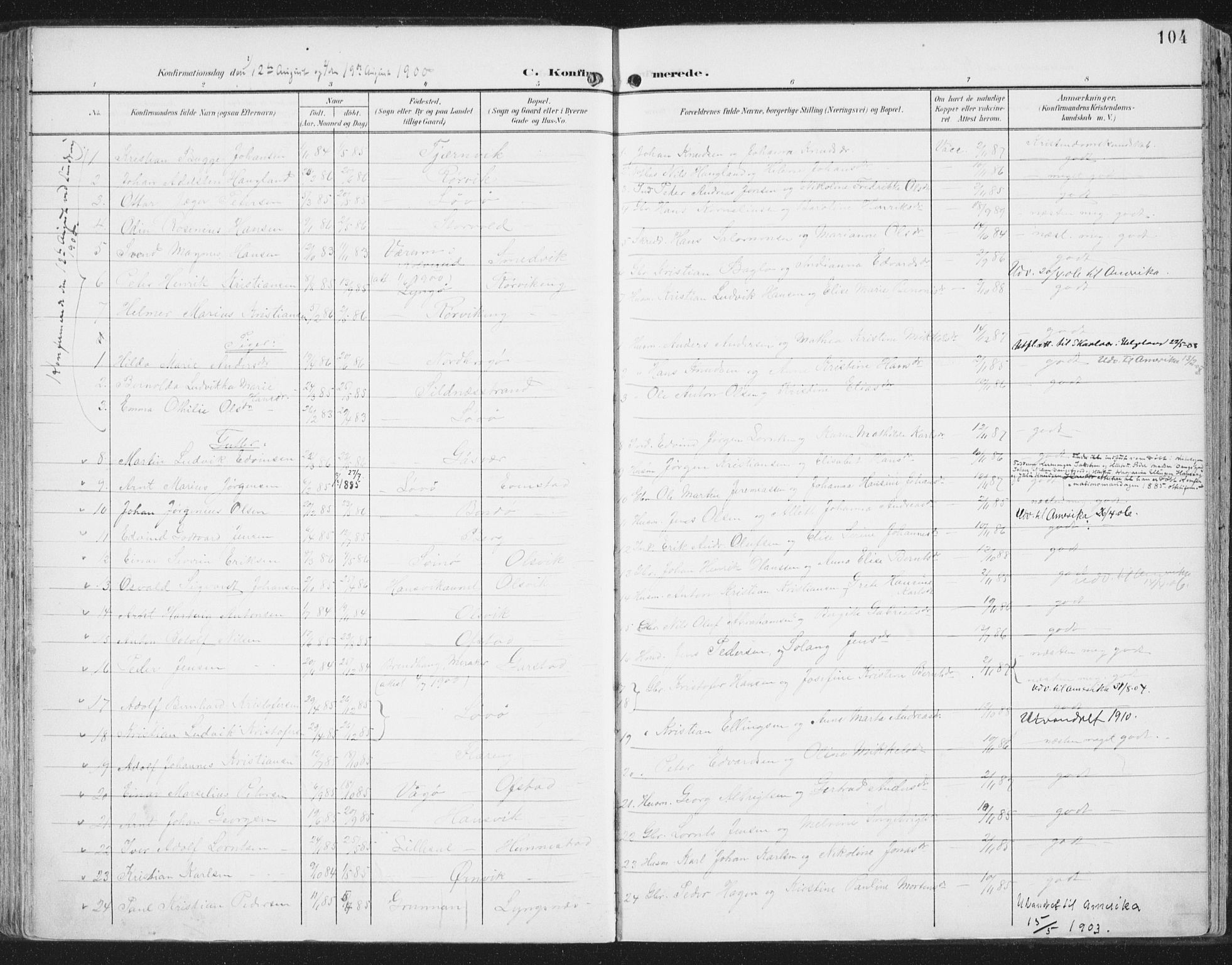 Ministerialprotokoller, klokkerbøker og fødselsregistre - Nord-Trøndelag, SAT/A-1458/786/L0688: Ministerialbok nr. 786A04, 1899-1912, s. 104