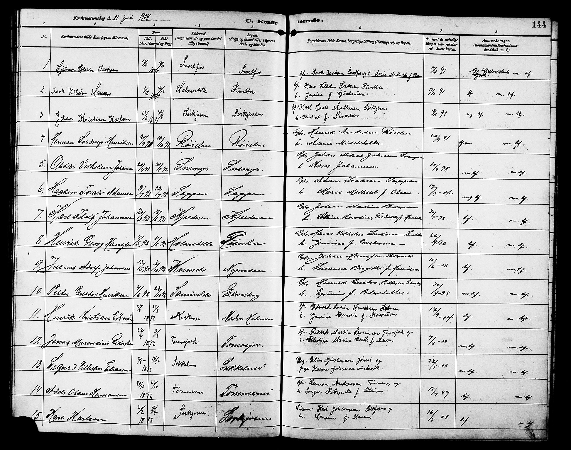 Skjervøy sokneprestkontor, AV/SATØ-S-1300/H/Ha/Hab/L0021klokker: Klokkerbok nr. 21, 1893-1910, s. 144