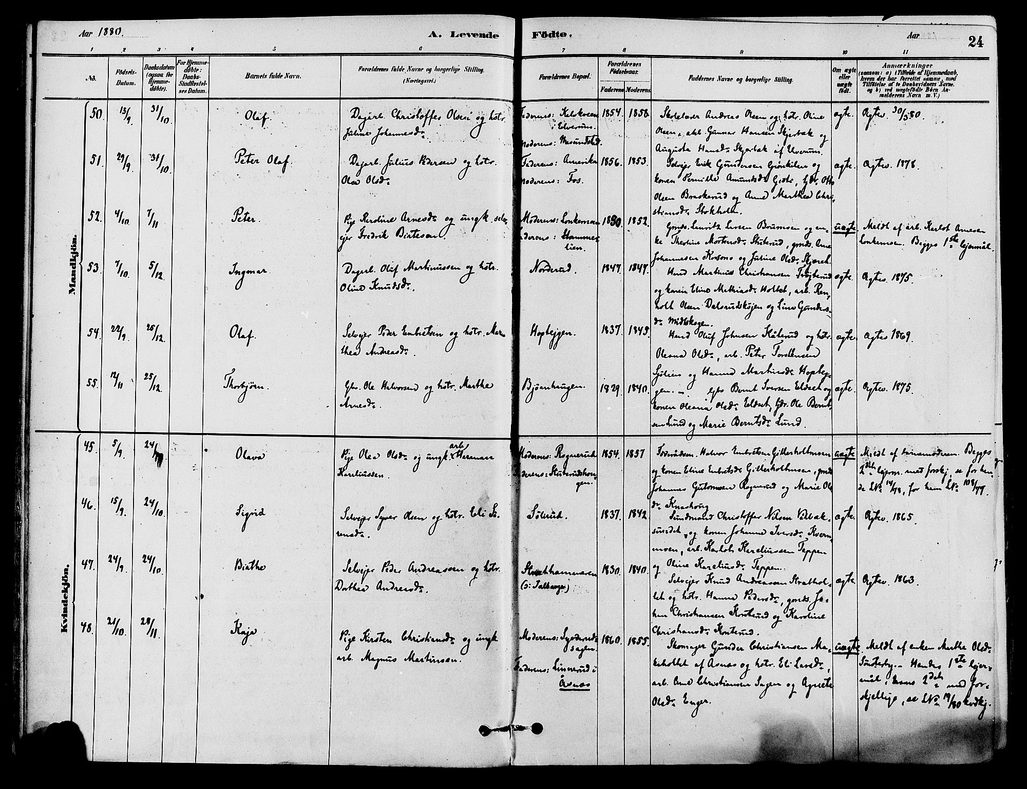 Våler prestekontor, Hedmark, AV/SAH-PREST-040/H/Ha/Haa/L0002: Ministerialbok nr. 3, 1879-1911, s. 24