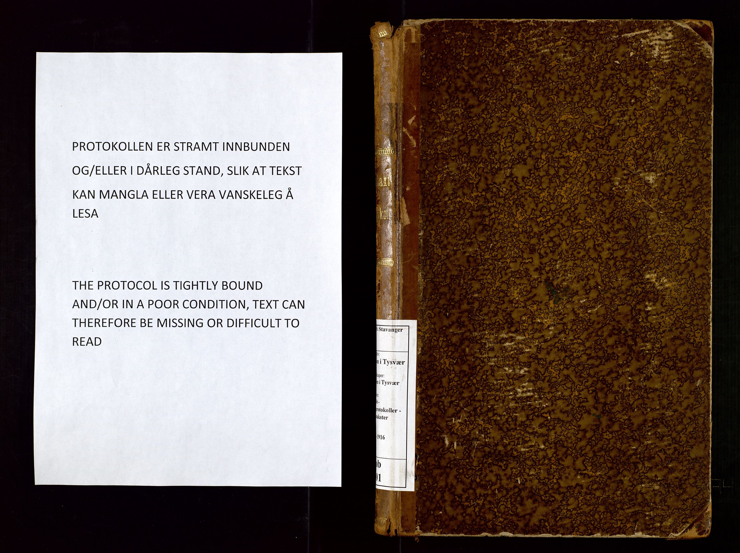 Tysvær lensmannskontor, AV/SAST-A-100192/Gob/L0001: "Brandtaxationsprotokol for Tysvær Lensmandsdistrikt Ryfylke Fogderi", 1894-1916