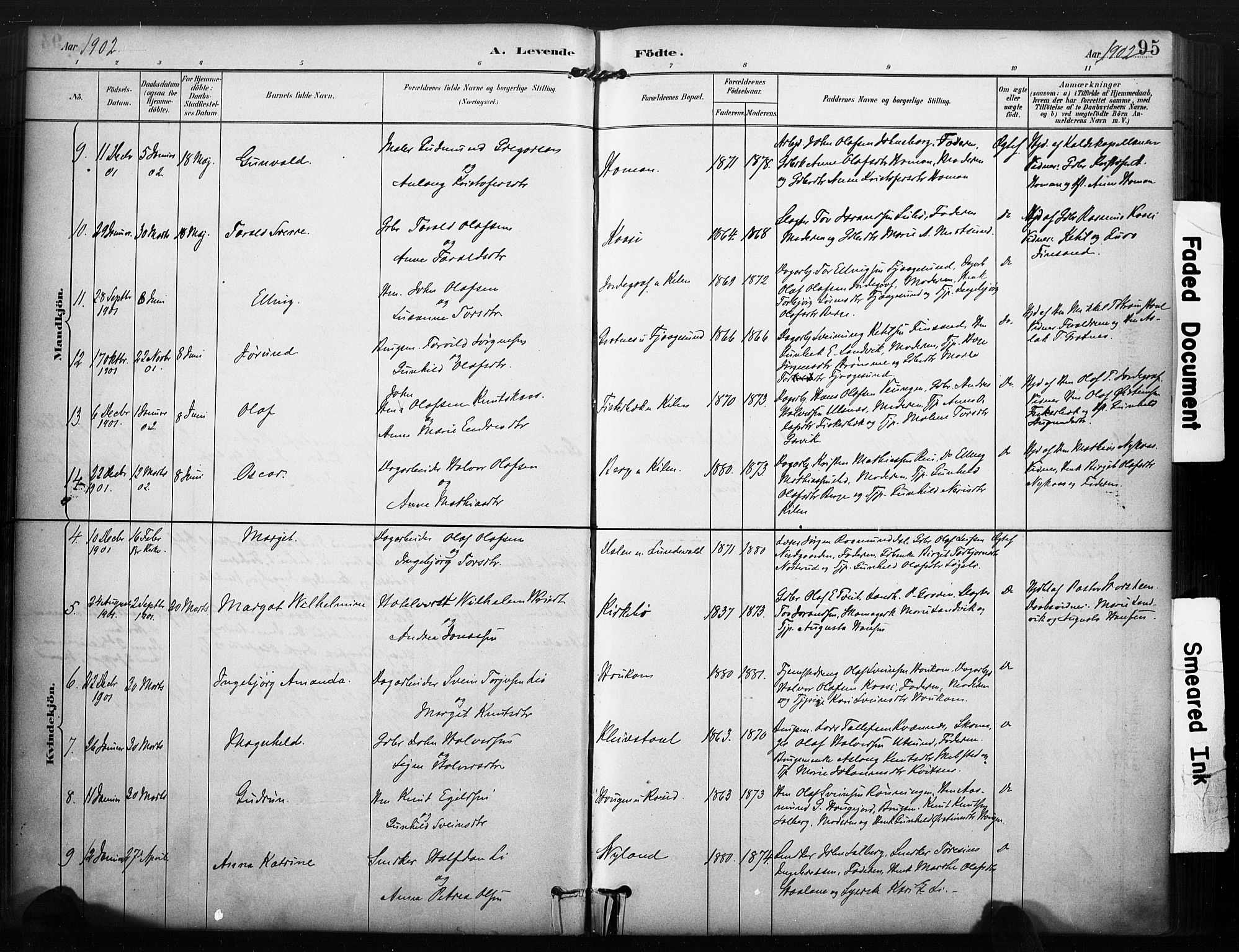 Kviteseid kirkebøker, AV/SAKO-A-276/F/Fa/L0008: Ministerialbok nr. I 8, 1882-1903, s. 95