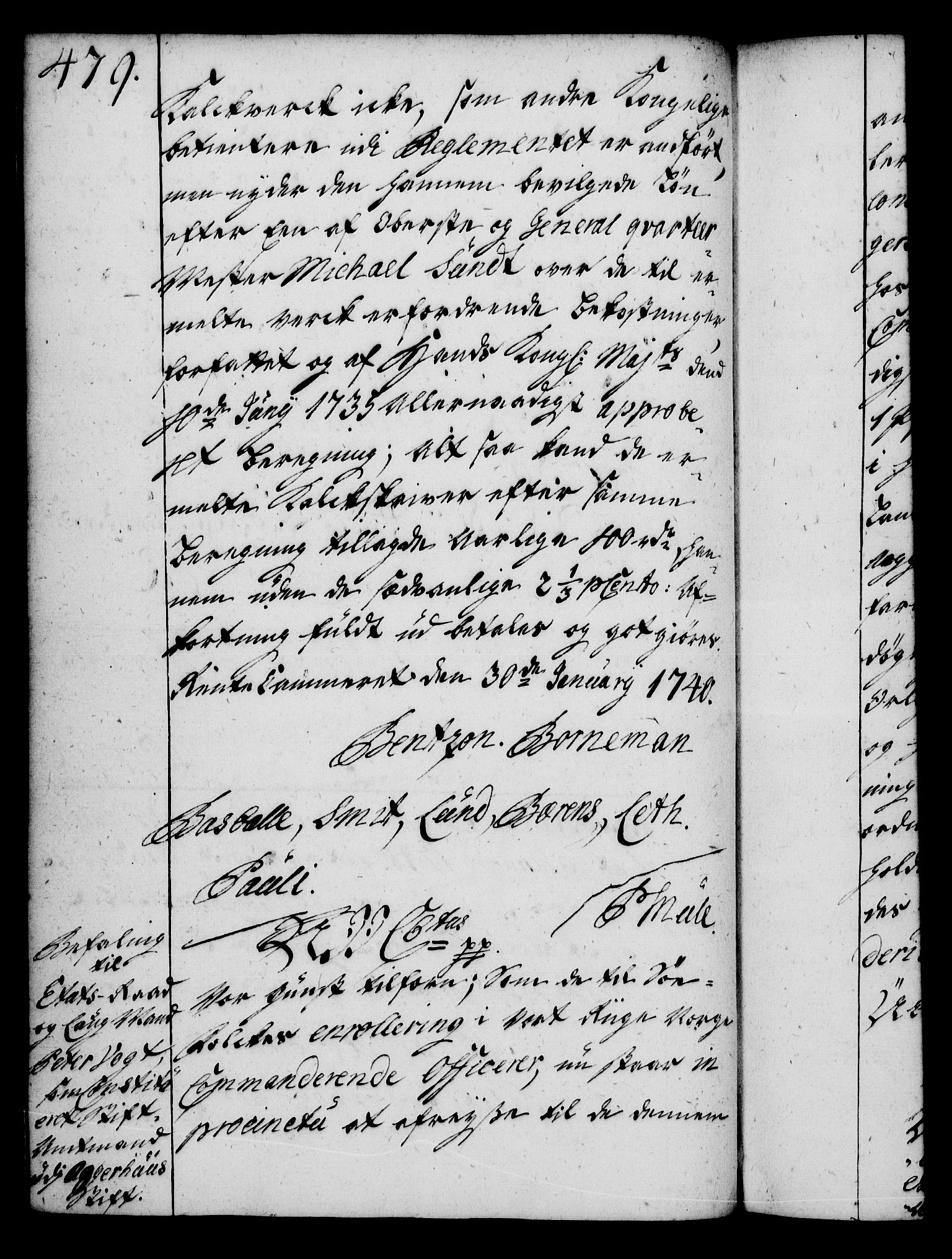 Rentekammeret, Kammerkanselliet, RA/EA-3111/G/Gg/Gga/L0004: Norsk ekspedisjonsprotokoll med register (merket RK 53.4), 1734-1741, s. 479