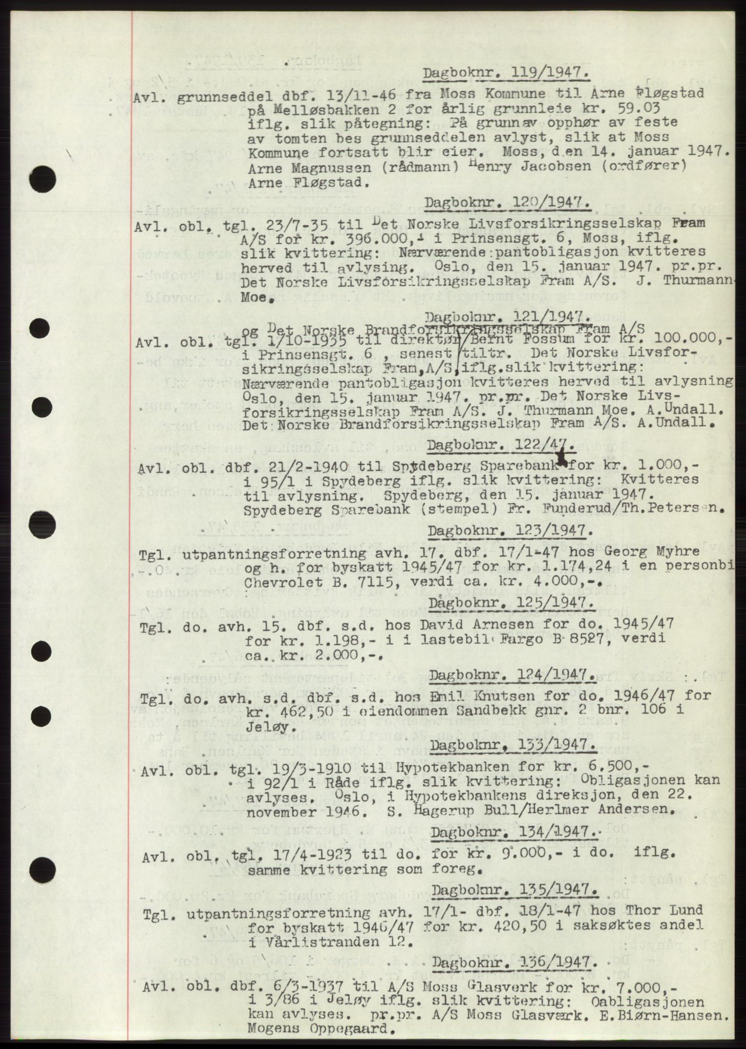 Moss sorenskriveri, SAO/A-10168: Pantebok nr. C10, 1938-1950, Dagboknr: 119/1947