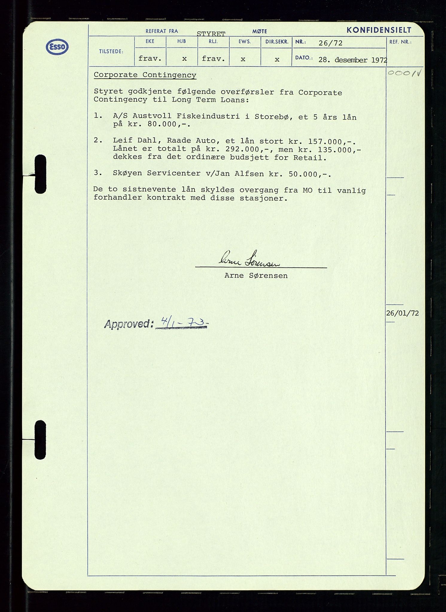 Pa 0982 - Esso Norge A/S, AV/SAST-A-100448/A/Aa/L0003/0002: Den administrerende direksjon Board minutes (styrereferater) og Bedriftforsamlingsprotokoll / Den administrerende direksjon Board minutes (styrereferater), 1970-1974, s. 93