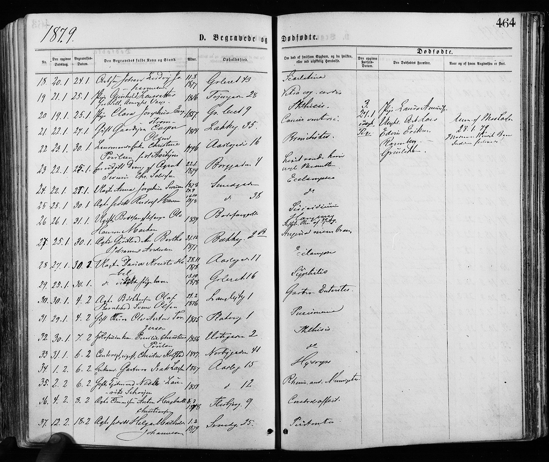Grønland prestekontor Kirkebøker, AV/SAO-A-10848/F/Fa/L0005: Ministerialbok nr. 5, 1869-1880, s. 464